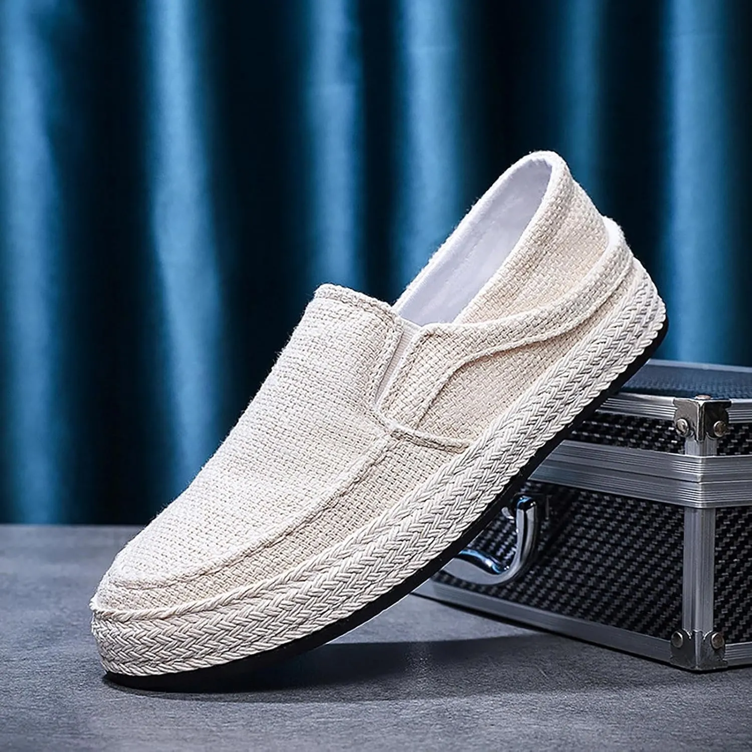 2022 Men's New Spring And Autumn Fisherman's Shoes Canvas Thick Soled Slip On Shoes Leather Tennis Shoes for Men Casual Soft
