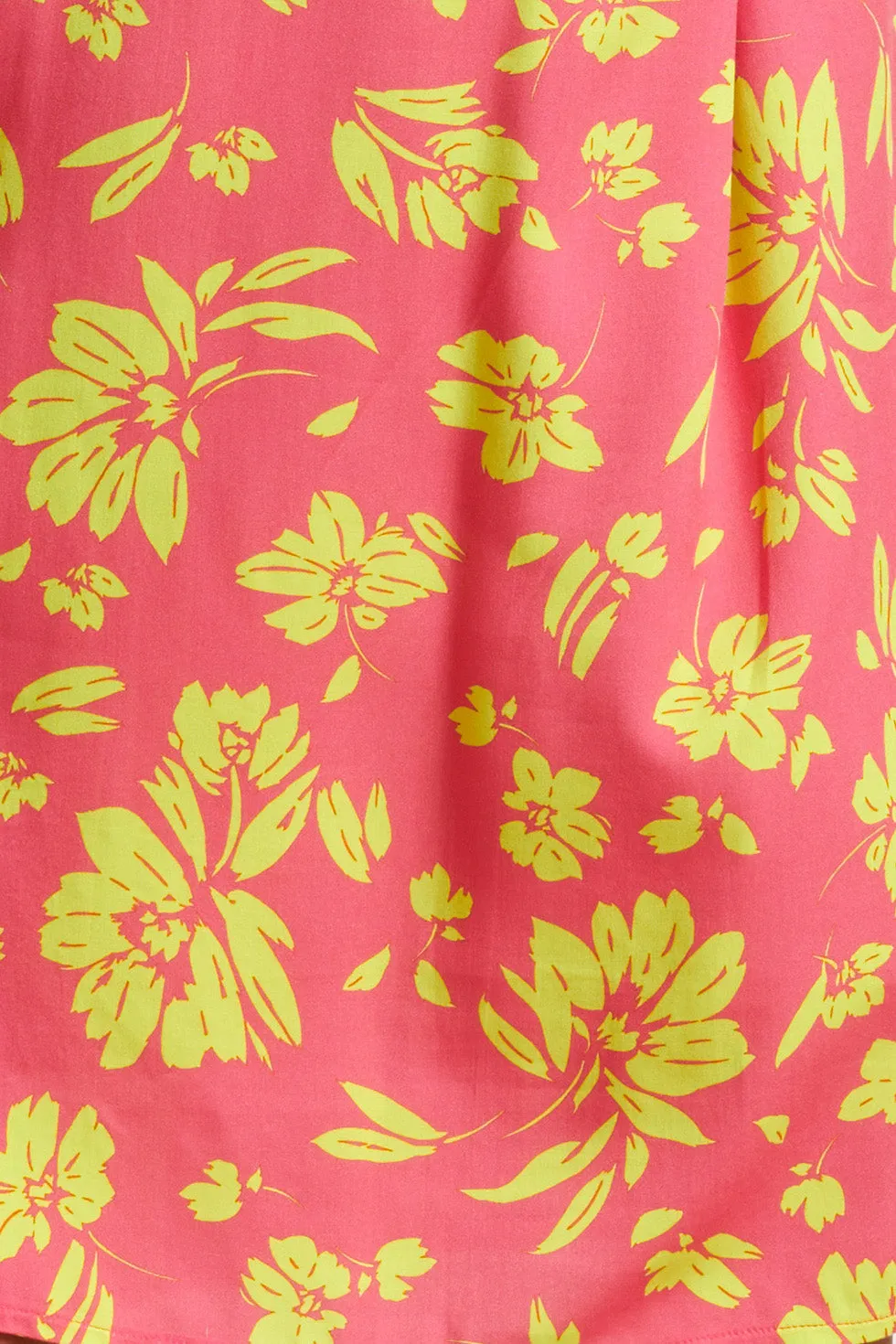 24372 Dames Fuchsia Top Met Allover Lime Bloemenprint | lime-pink