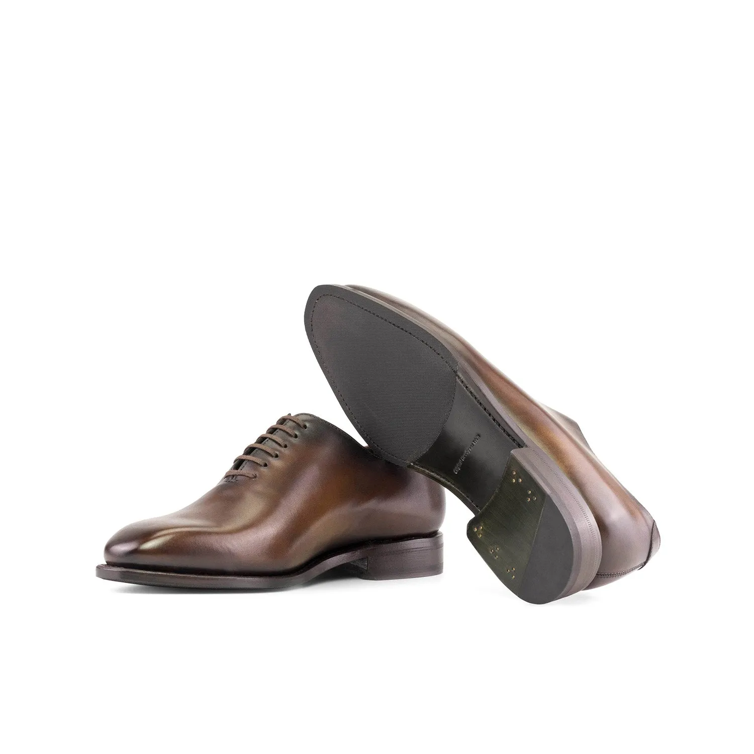 Ambrogio Bespoke Men's Shoes Dark Brown Calf-Skin Leather Whole-cut Oxfords (AMB2363)