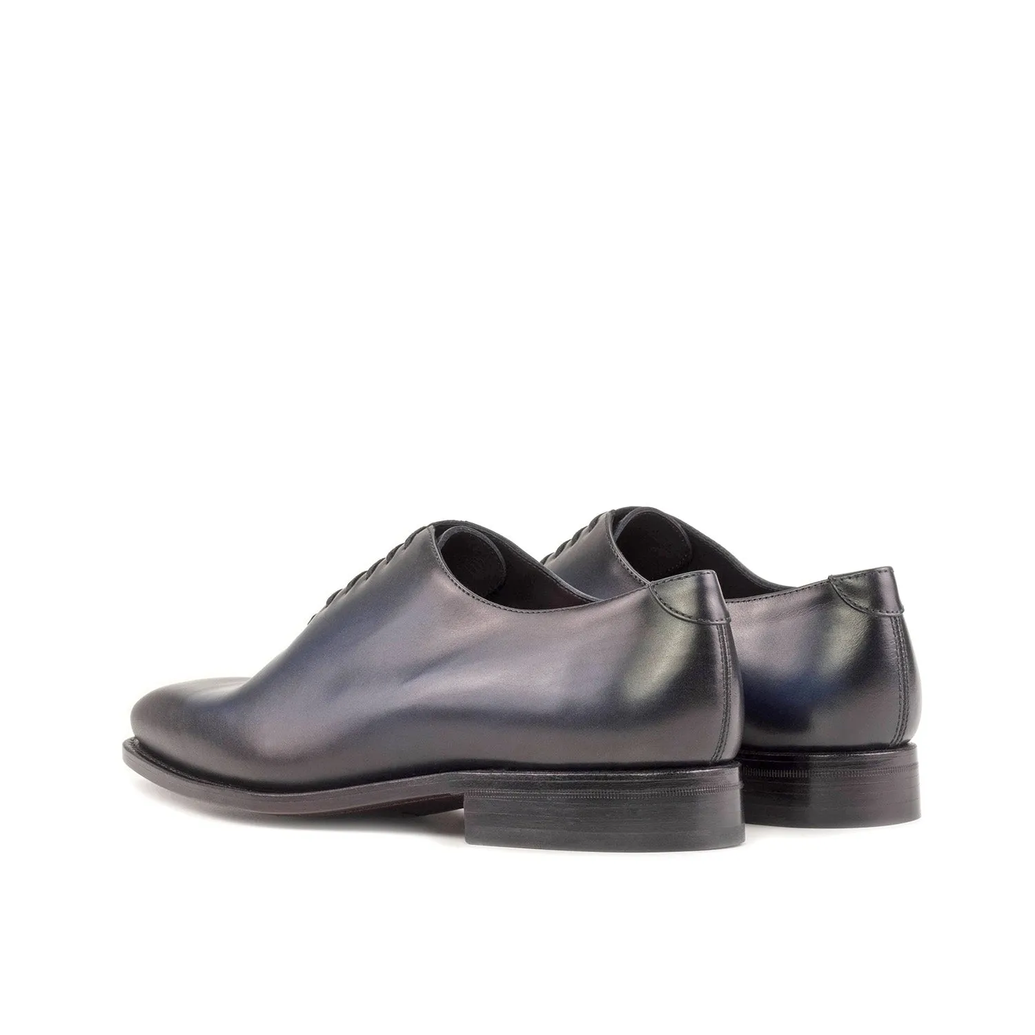 Ambrogio Bespoke Men's Shoes Navy Calf-Skin Leather Whole-cut Oxfords (AMB2366)