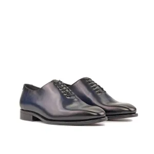 Ambrogio Bespoke Men's Shoes Navy Calf-Skin Leather Whole-cut Oxfords (AMB2366)