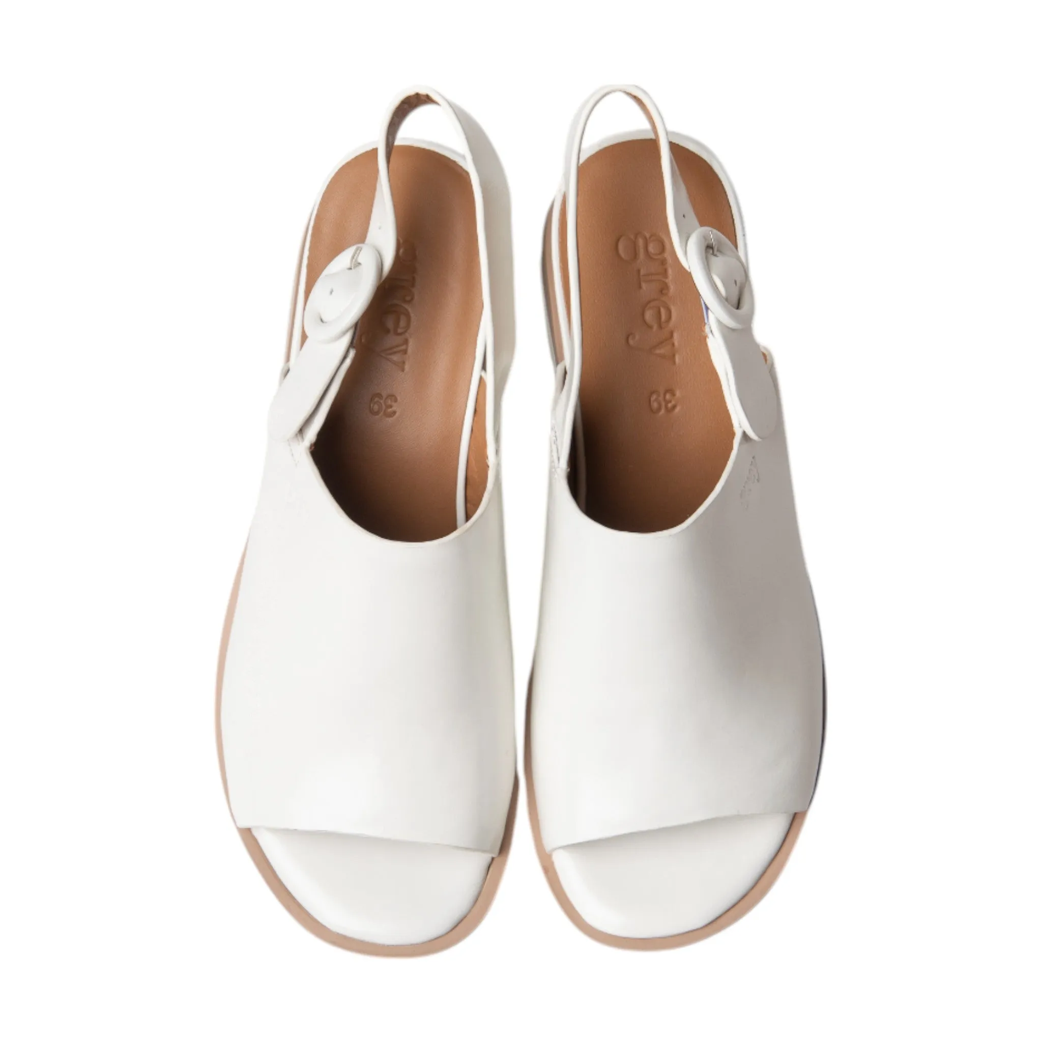 Ankle Sling Back Juliette Platform Wedge in White Frost
