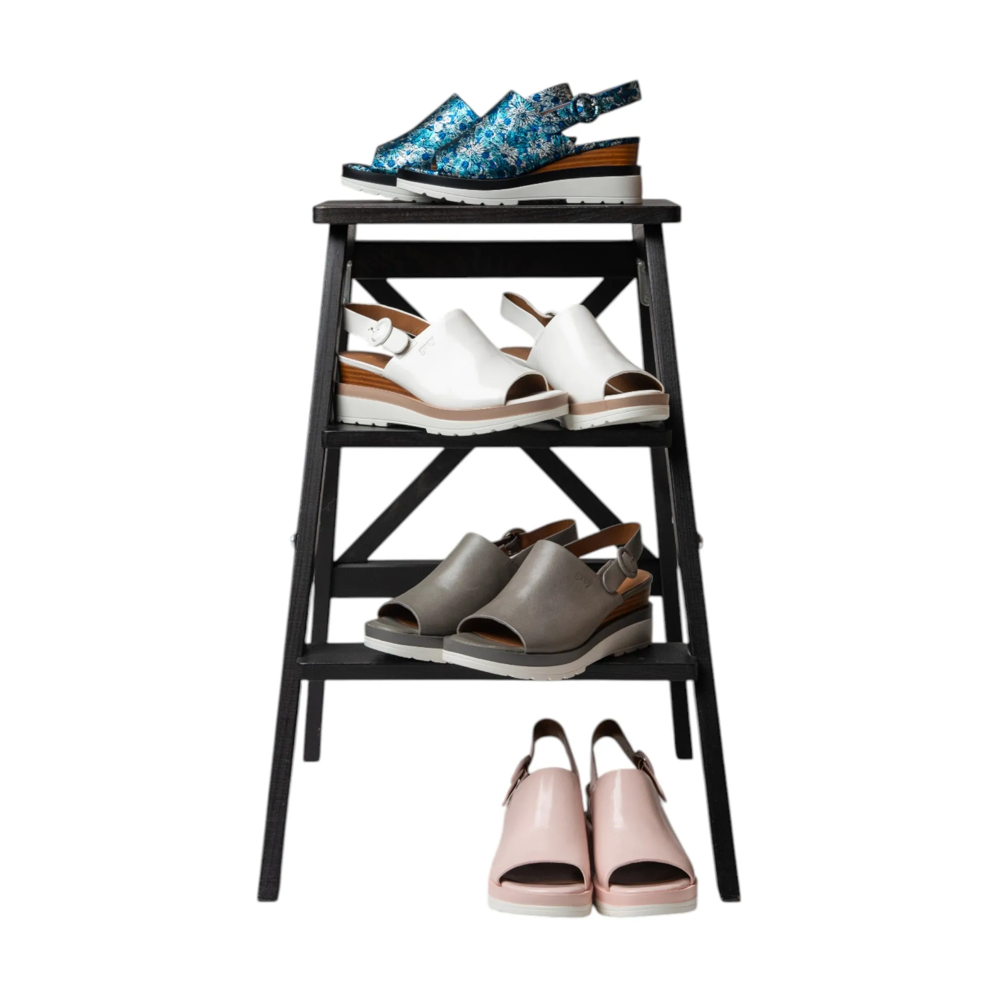 Ankle Sling Back Juliette Platform Wedge in White Frost