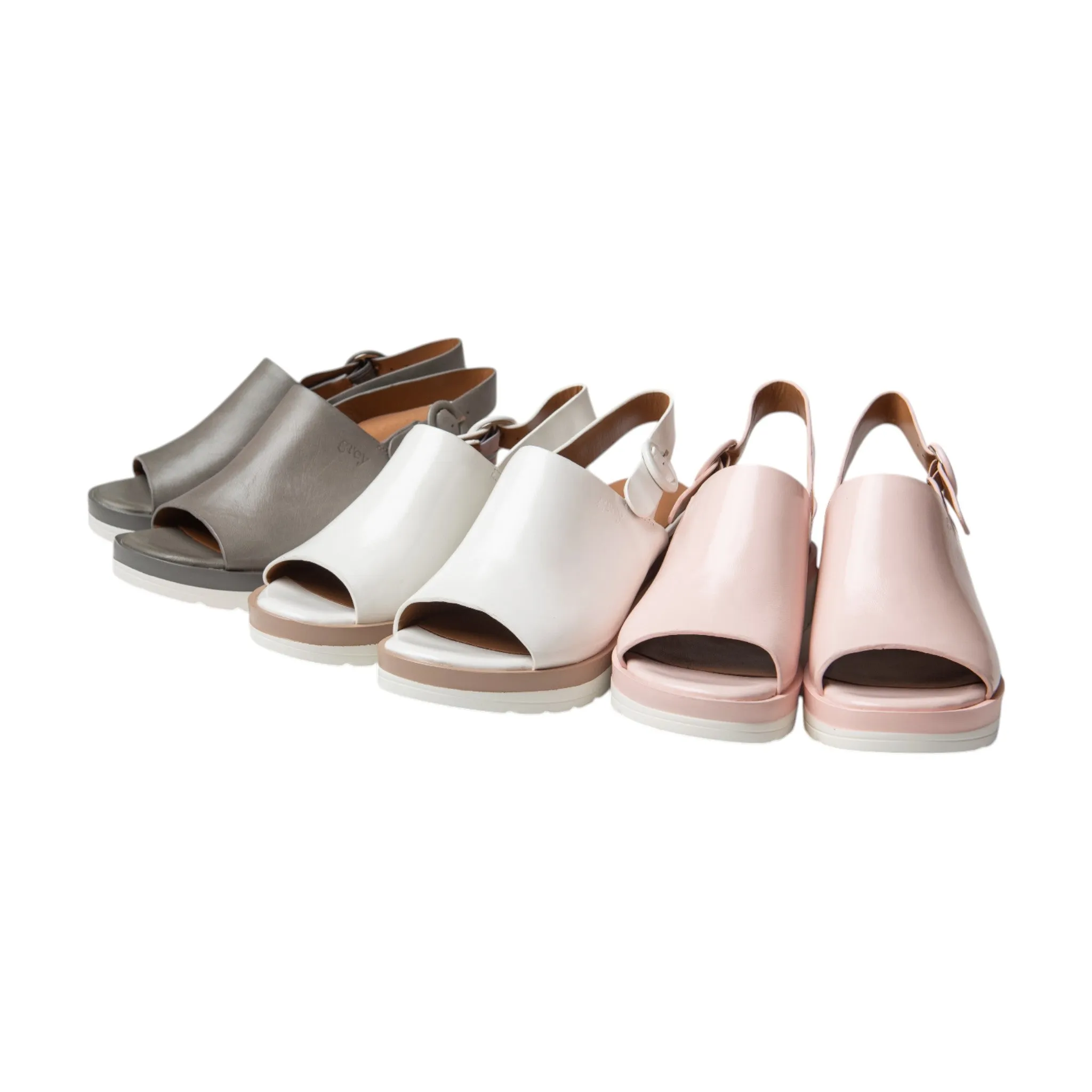 Ankle Sling Back Juliette Platform Wedge in White Frost