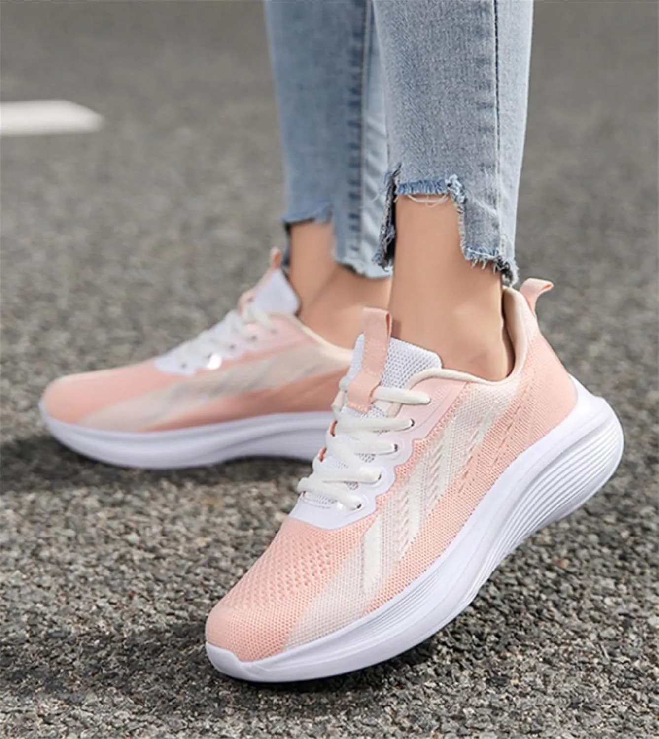 Athletic Shoes Women Fashion Lace Up Comfortable Soft Sole Sneakers Summer Lightweight Breathable Mesh Workout Shoes
