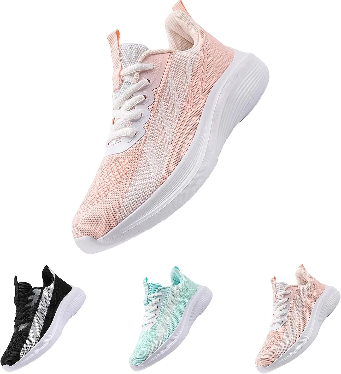 Athletic Shoes Women Fashion Lace Up Comfortable Soft Sole Sneakers Summer Lightweight Breathable Mesh Workout Shoes