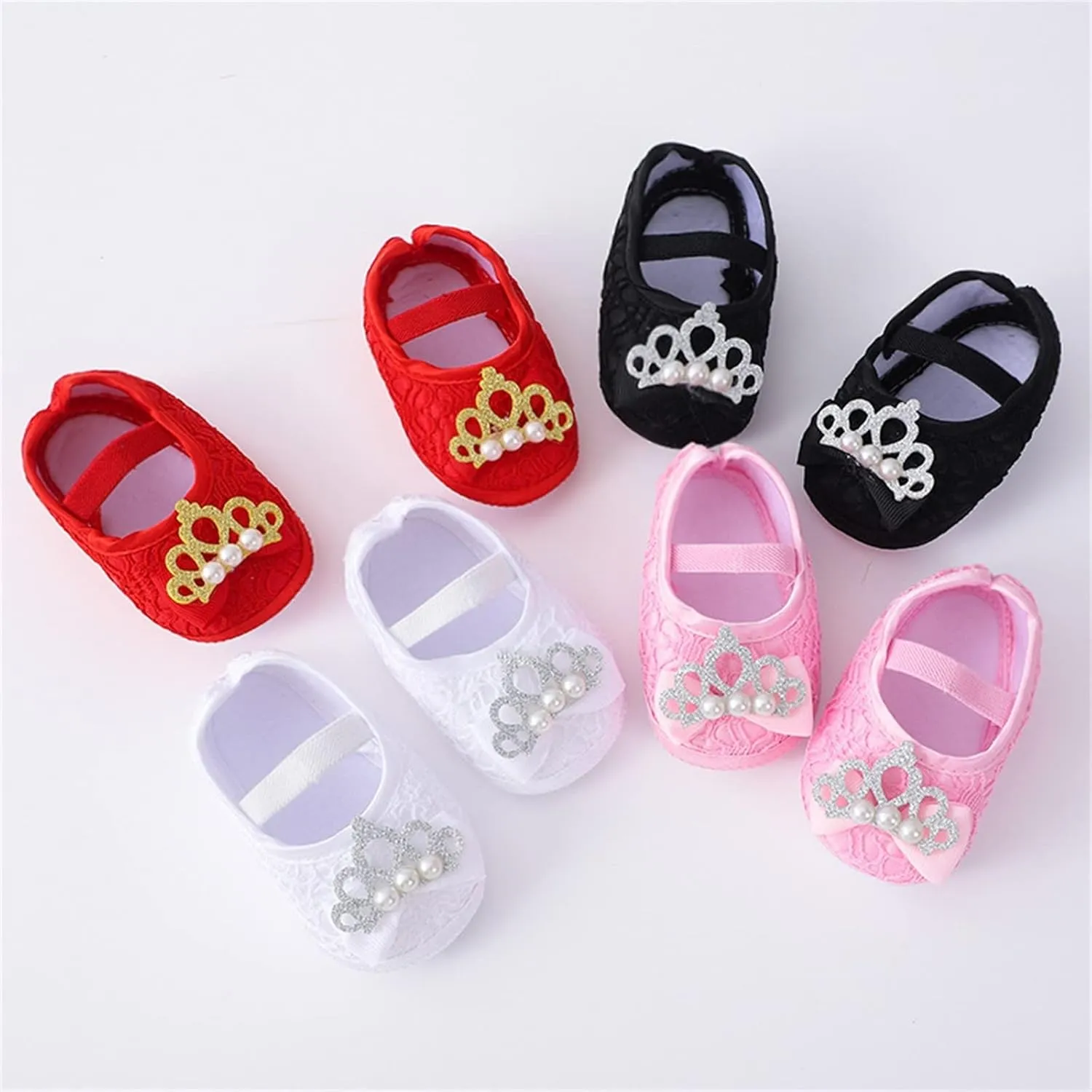 Baby Shoes with Hair Band Fashion Soft Soled Infant Shoes Versatile Dress Flower Princess Shoes Size 3 Girls Shoes