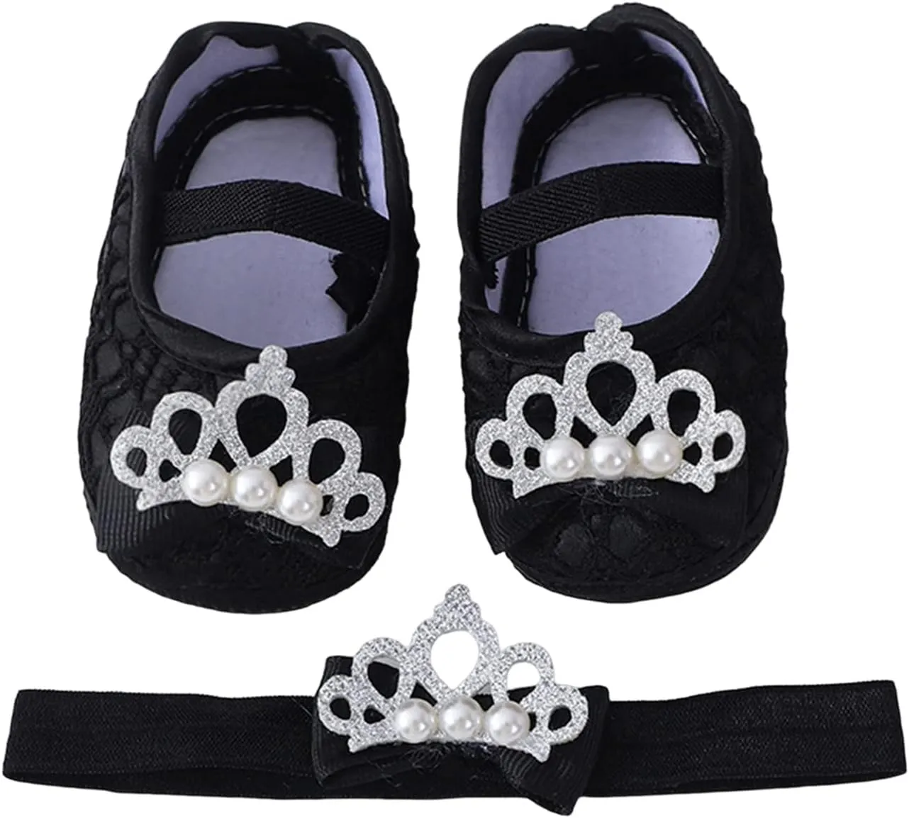 Baby Shoes with Hair Band Fashion Soft Soled Infant Shoes Versatile Dress Flower Princess Shoes Size 3 Girls Shoes