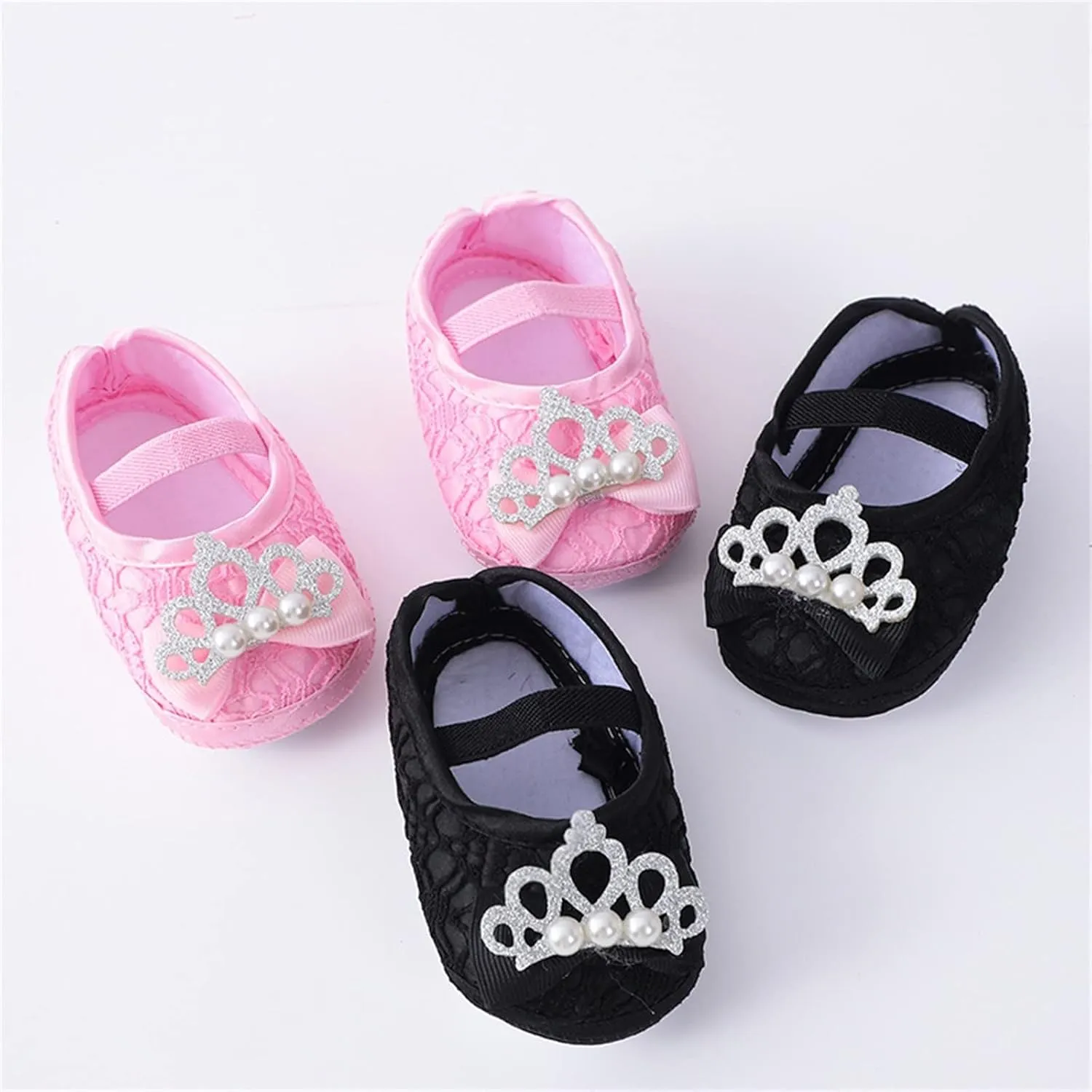 Baby Shoes with Hair Band Fashion Soft Soled Infant Shoes Versatile Dress Flower Princess Shoes Size 3 Girls Shoes