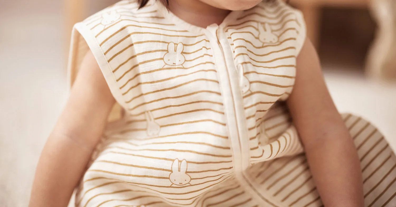 Baby Slaapzak Hydrofiel 110cm Miffy Stripe - Biscuit
