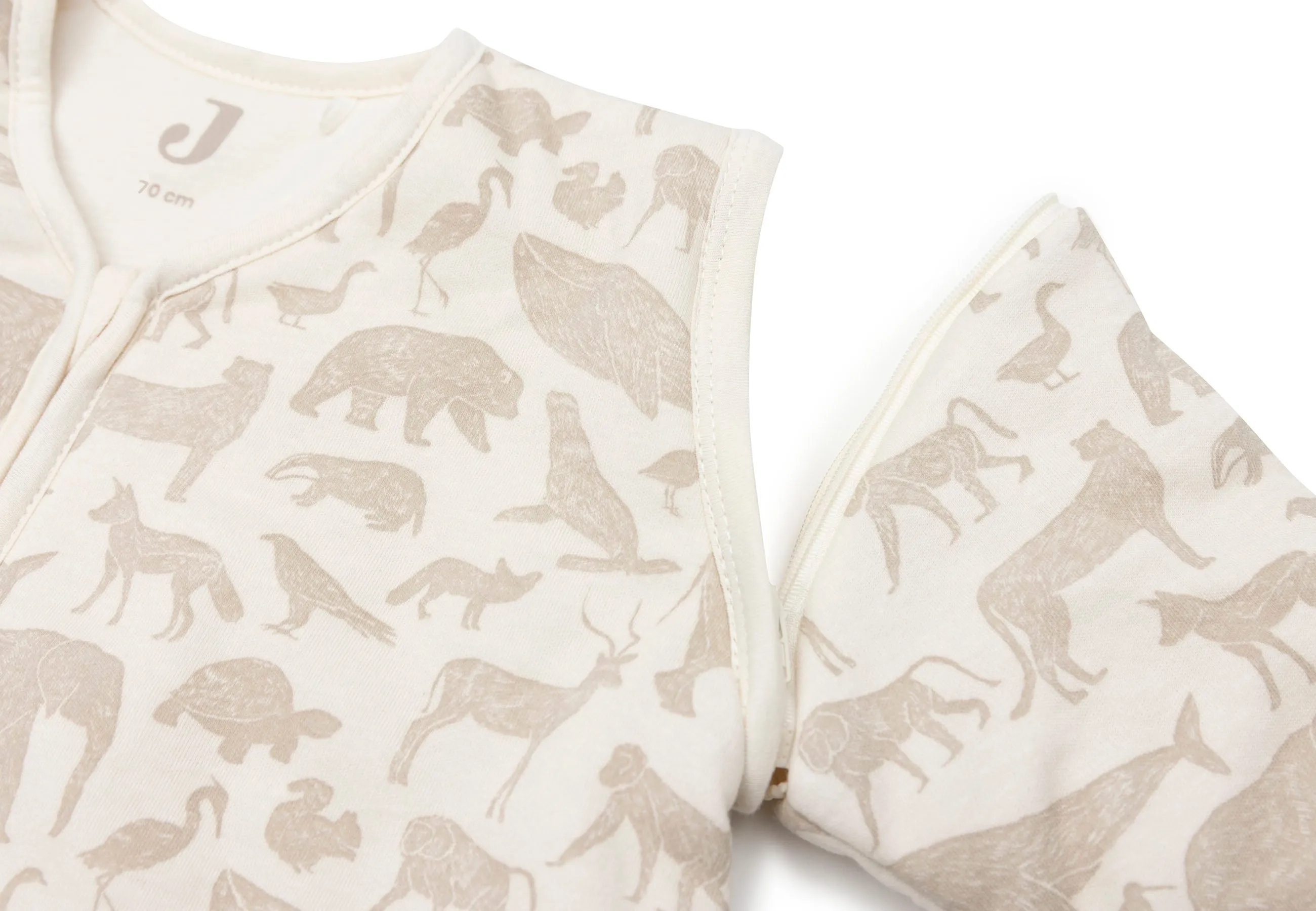 Baby Slaapzak met Afritsbare Mouw 70cm Animals - Nougat