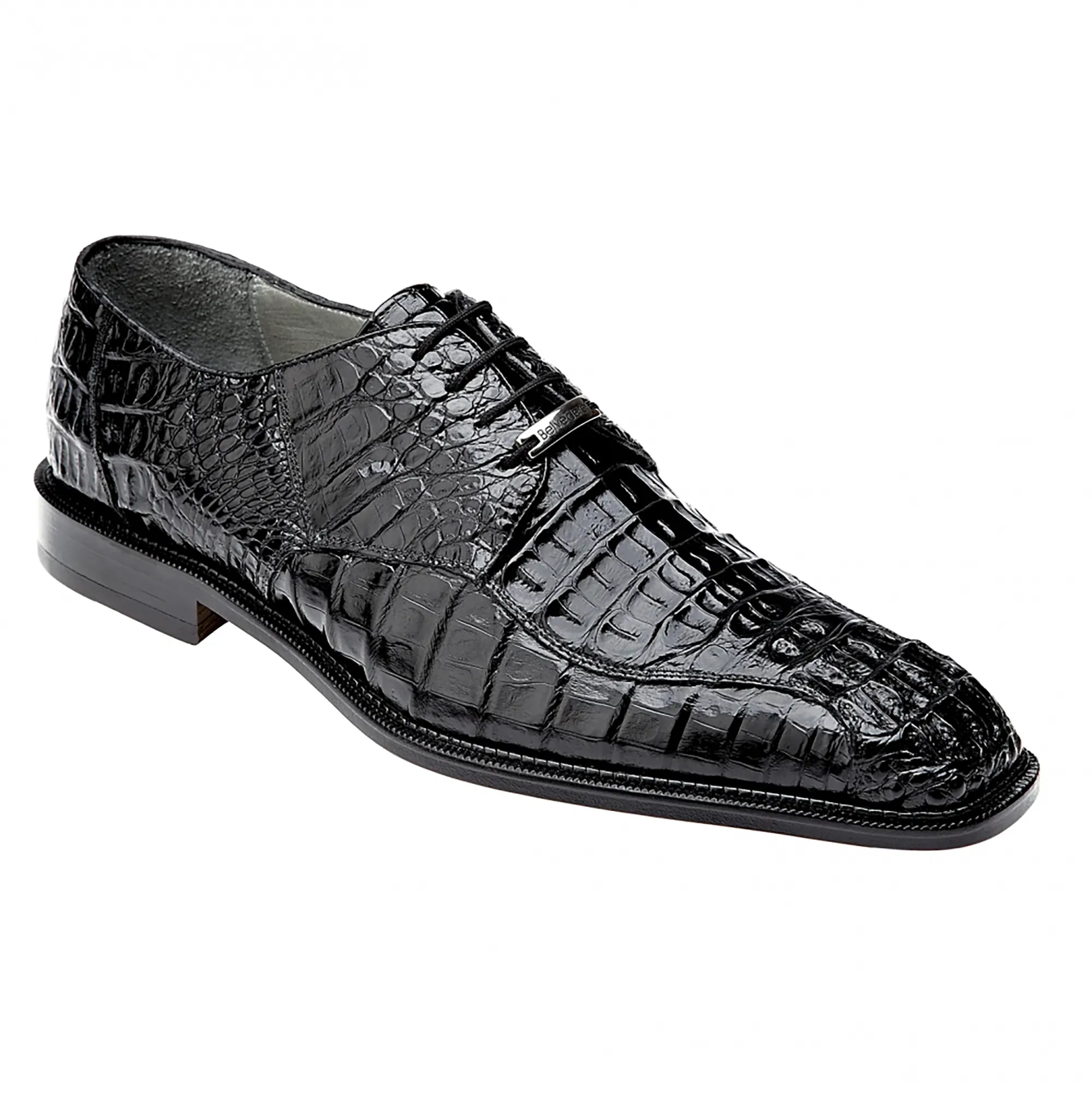 Belvedere Chapo in Black Caiman Alligator Oxfords