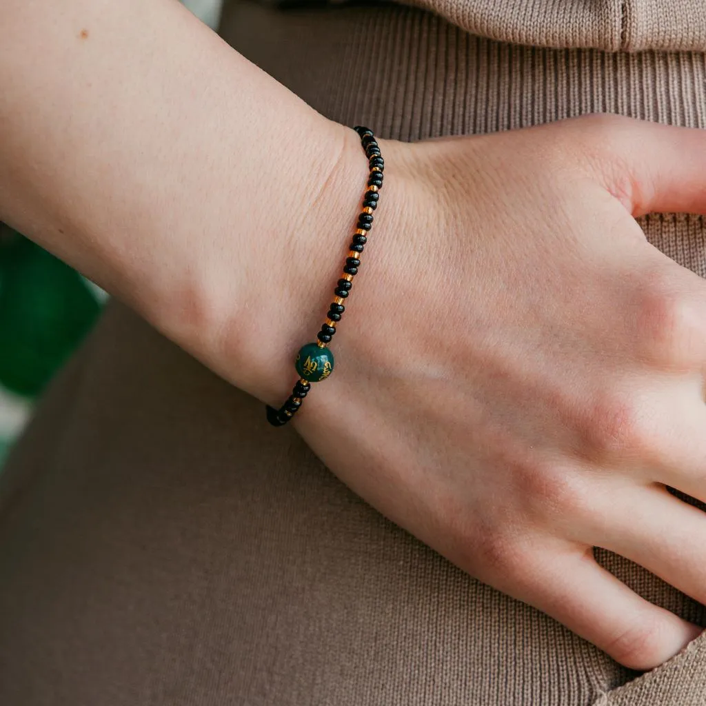 Black Bead Buddhist Tibetan Prayer Monk OM Mantra Chanting Nazaria Bracelet