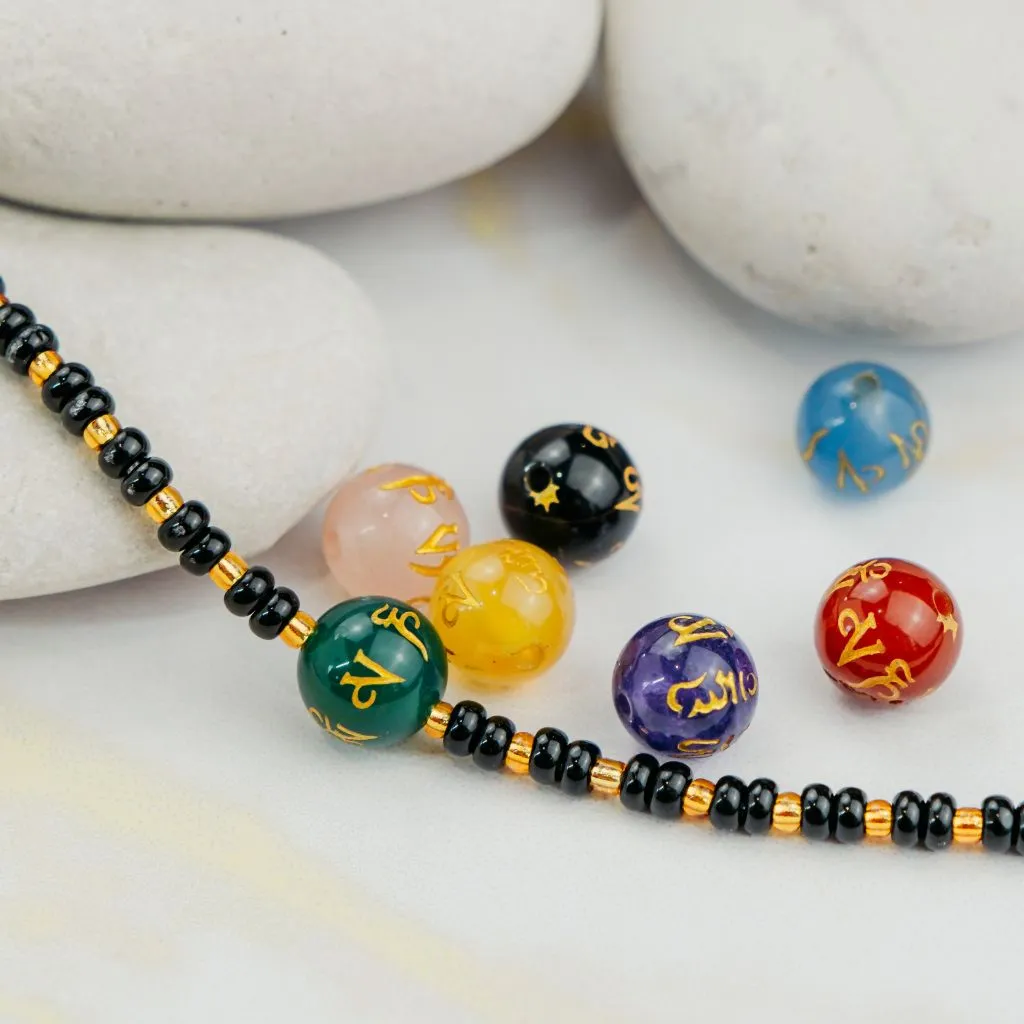 Black Bead Buddhist Tibetan Prayer Monk OM Mantra Chanting Nazaria Bracelet