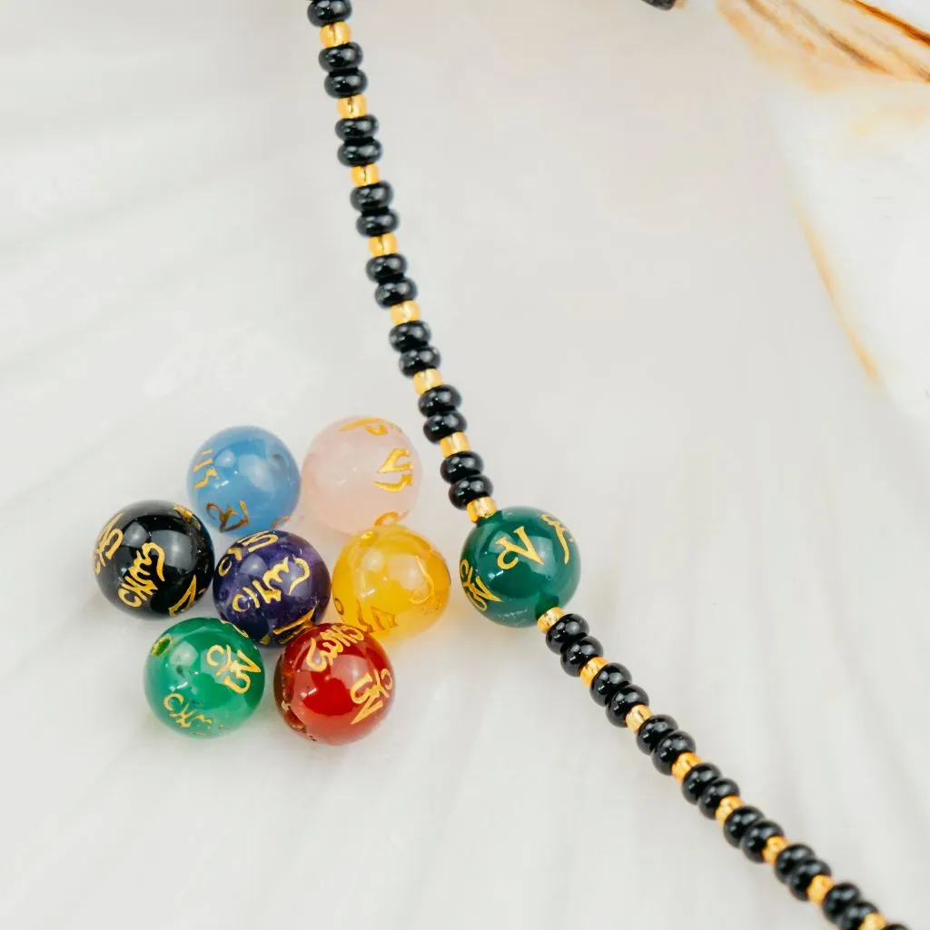 Black Bead Buddhist Tibetan Prayer Monk OM Mantra Chanting Nazaria Bracelet