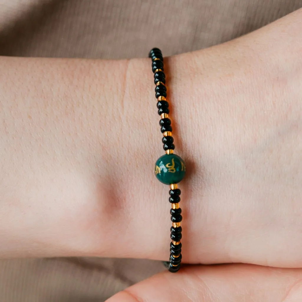 Black Bead Buddhist Tibetan Prayer Monk OM Mantra Chanting Nazaria Bracelet