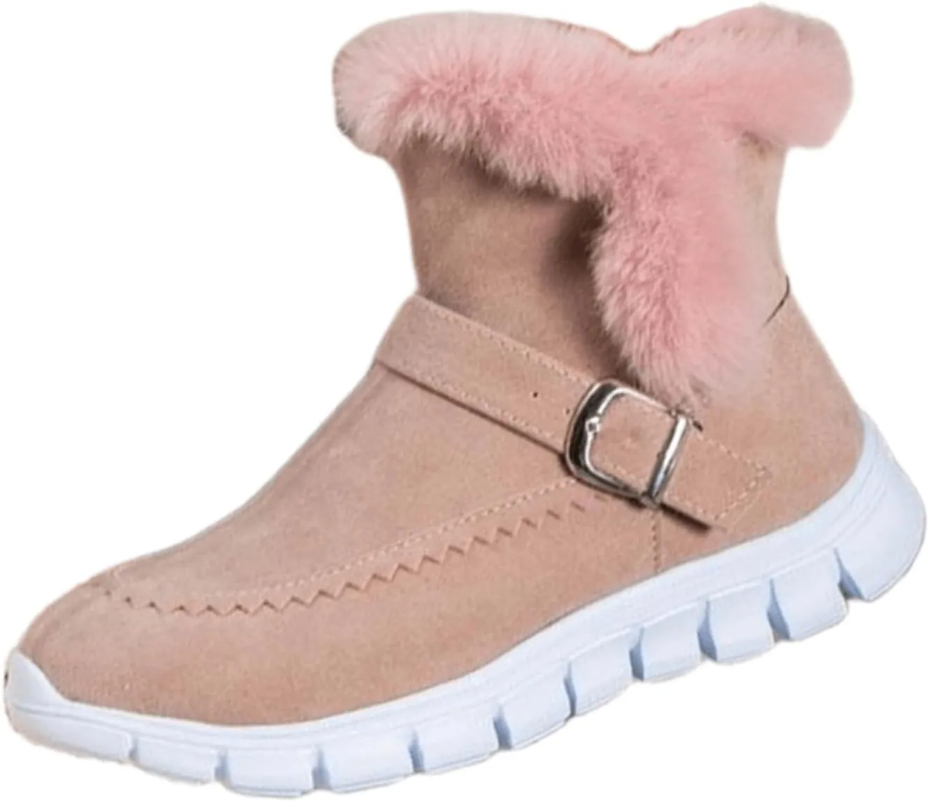 Boots For Women Ankle Booties With Fur Lined Warm Snow Winter Boots Casual Fashion Comfortable Slip On Loafers Shoes