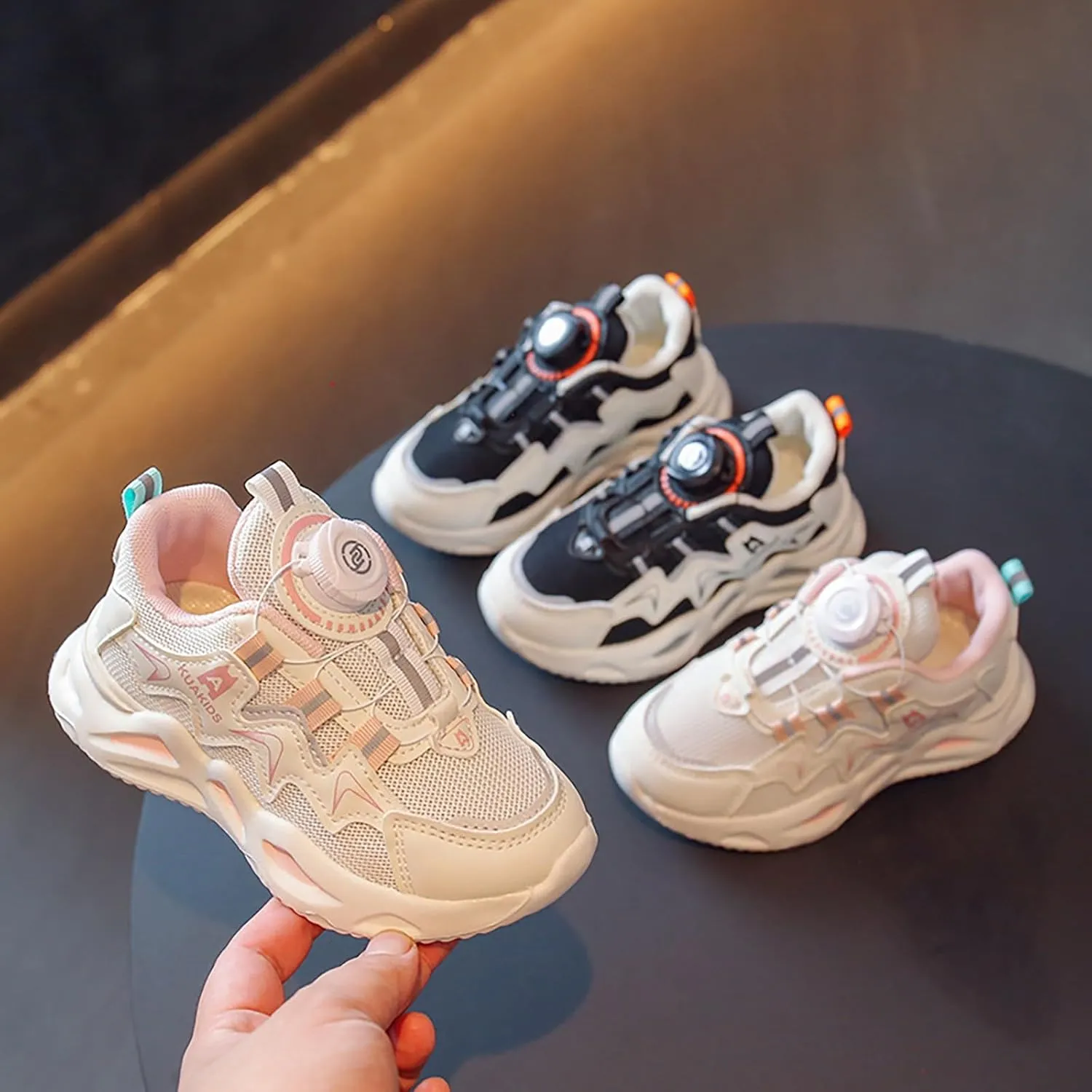 Boys Sneakers Running Shoes for Kids with Versatile Rotating Buttons and Knobs Perfect for Active Play and