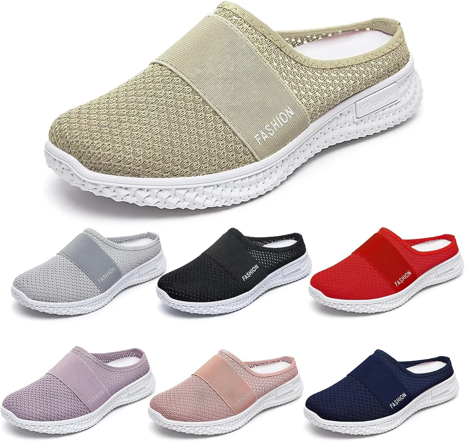 Canbebig Mules Clogs for Women Backless Walking Sneakers Garden Clogs Shoes Casual Slipper Breathable Slip-Ons Walking Sandals Air Cushion Platform Mesh Mules