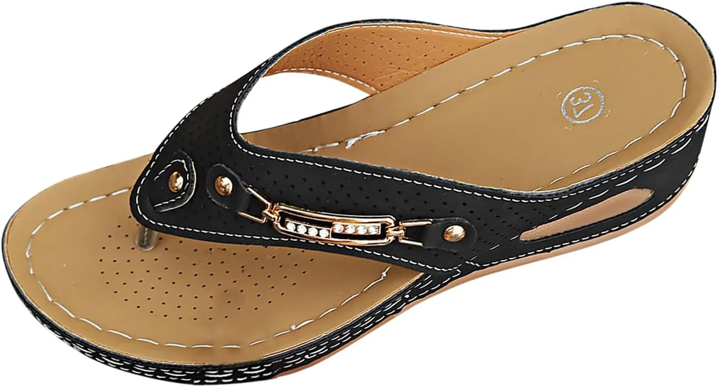 Cathalem Summer Sandals for Women 2024 Slip-On Summer Beach Comfortable Low Top Walking Shoes Outdoor Fashion Slide Sandals