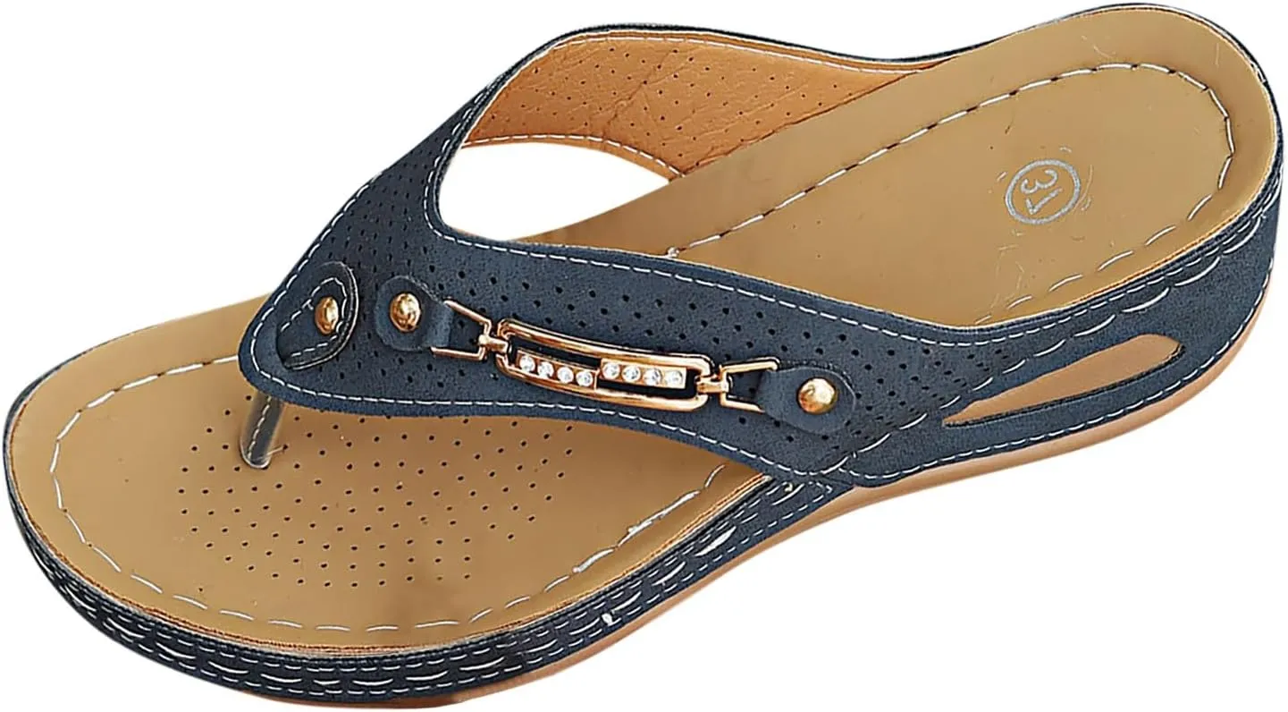 Cathalem Summer Sandals for Women 2024 Slip-On Summer Beach Comfortable Low Top Walking Shoes Outdoor Fashion Slide Sandals