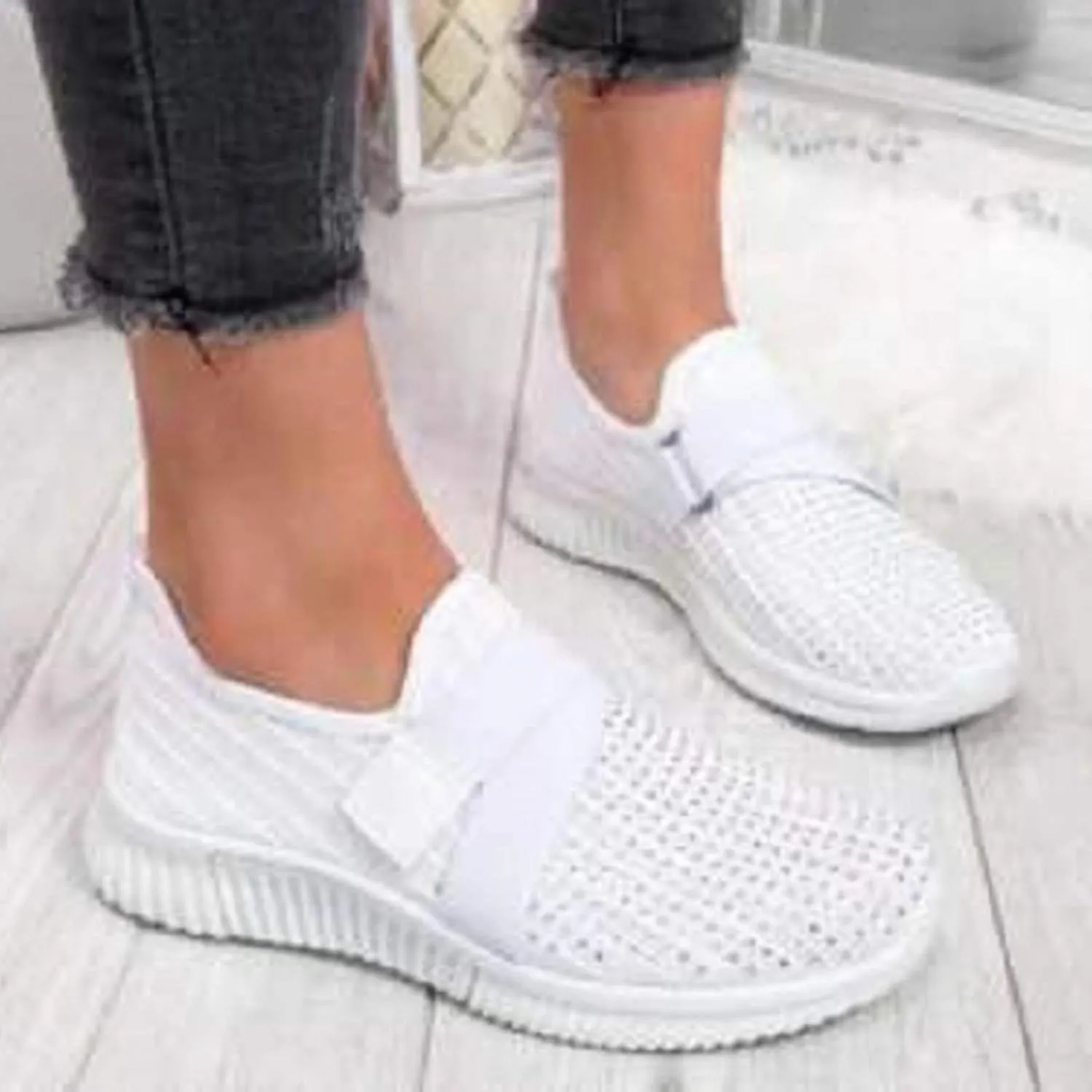 Cathalem Walking Shoes for Women Women's Walking Shoes Sock Sneakers Mesh Slip On Lady Modern Shoes Platform Loafers