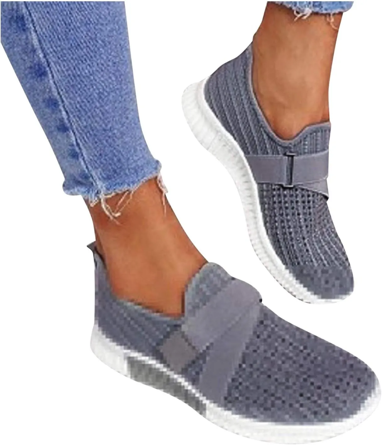 Cathalem Walking Shoes for Women Women's Walking Shoes Sock Sneakers Mesh Slip On Lady Modern Shoes Platform Loafers