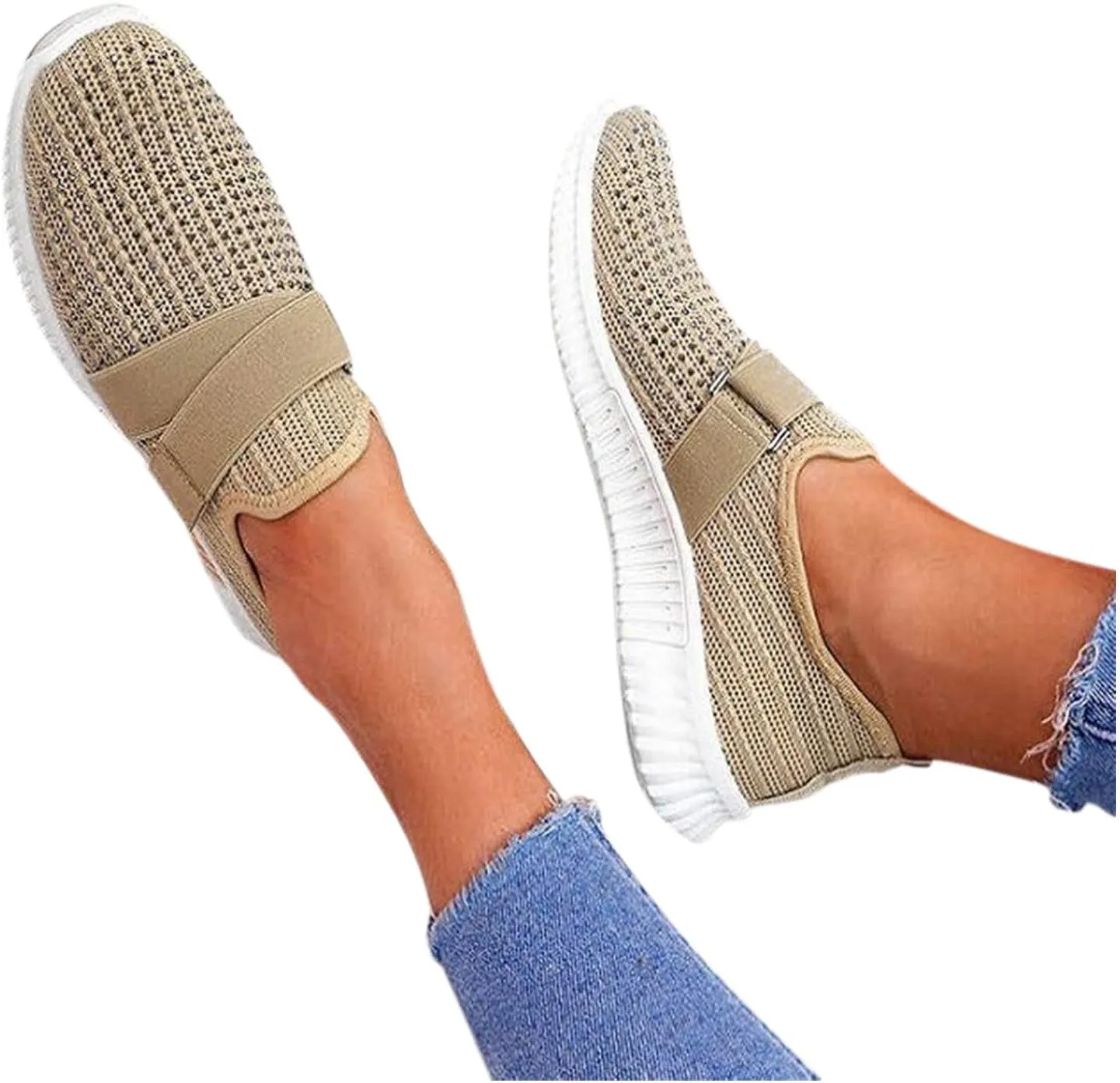 Cathalem Walking Shoes for Women Women's Walking Shoes Sock Sneakers Mesh Slip On Lady Modern Shoes Platform Loafers