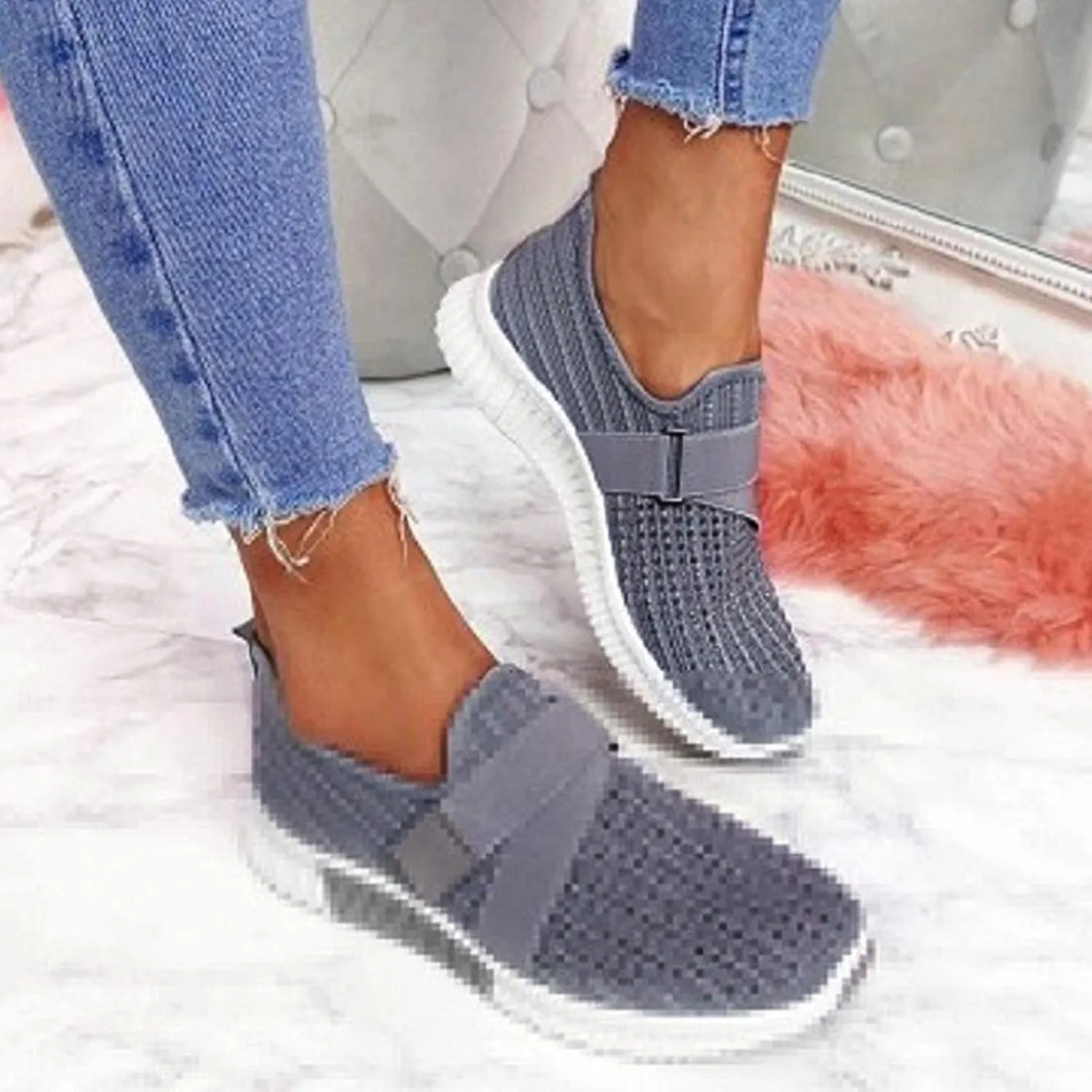 Cathalem Walking Shoes for Women Women's Walking Shoes Sock Sneakers Mesh Slip On Lady Modern Shoes Platform Loafers