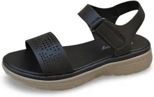 Comfortable Sandals for Women Perforated Leather Upper Sporty Design Breathable Insole Non Slip Sole Summer Sandals