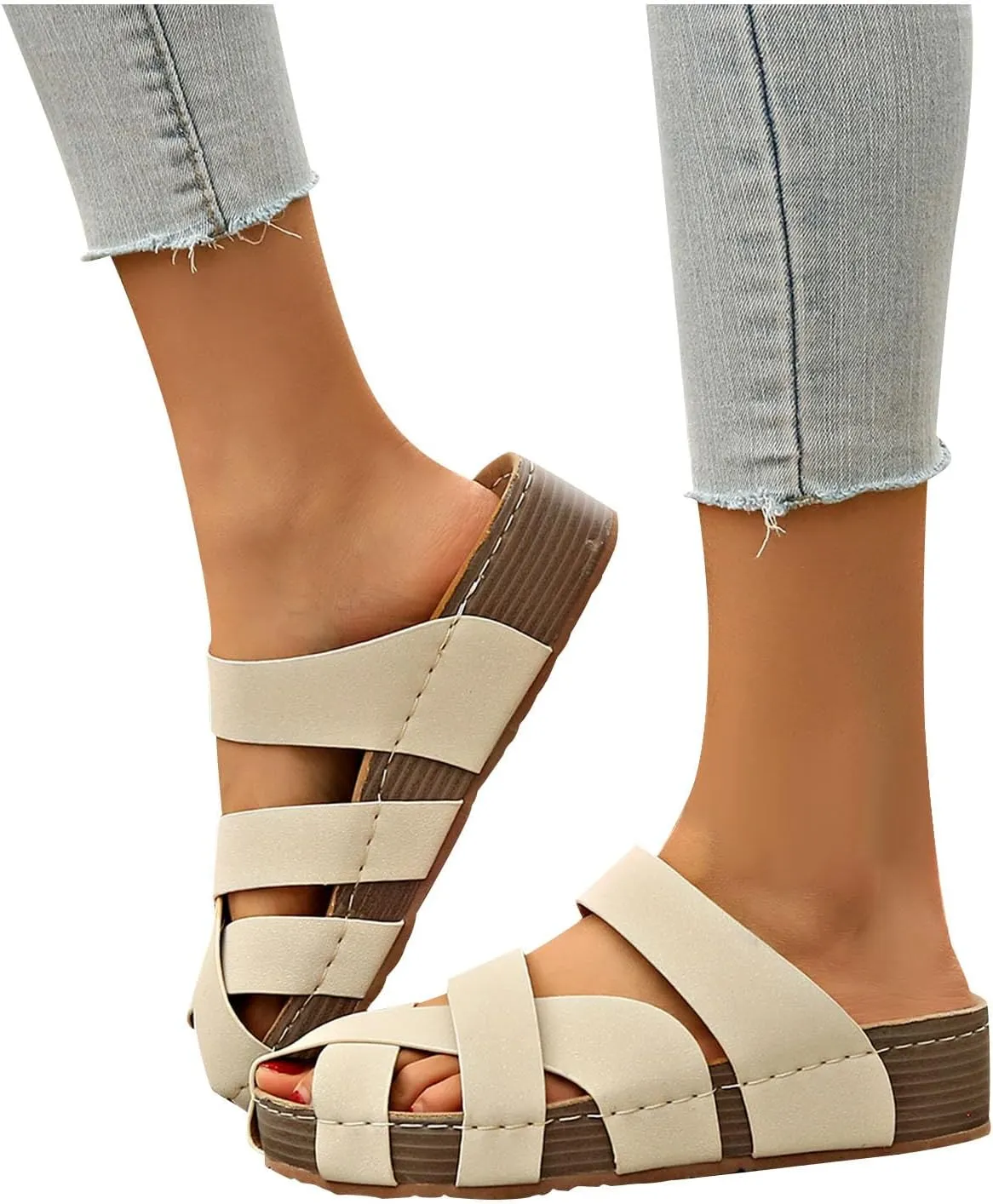 Comfortable Summer Shoes for Women Slide Flat Sandals Casual Cross Strap Ladies Slippers Clogs Hiking Beach Vacation Flop Slip
