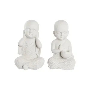 Decorative Figure Dkd Home Decor 25.5 x 19 x 39 Cm White Monk Oriental 2 Units