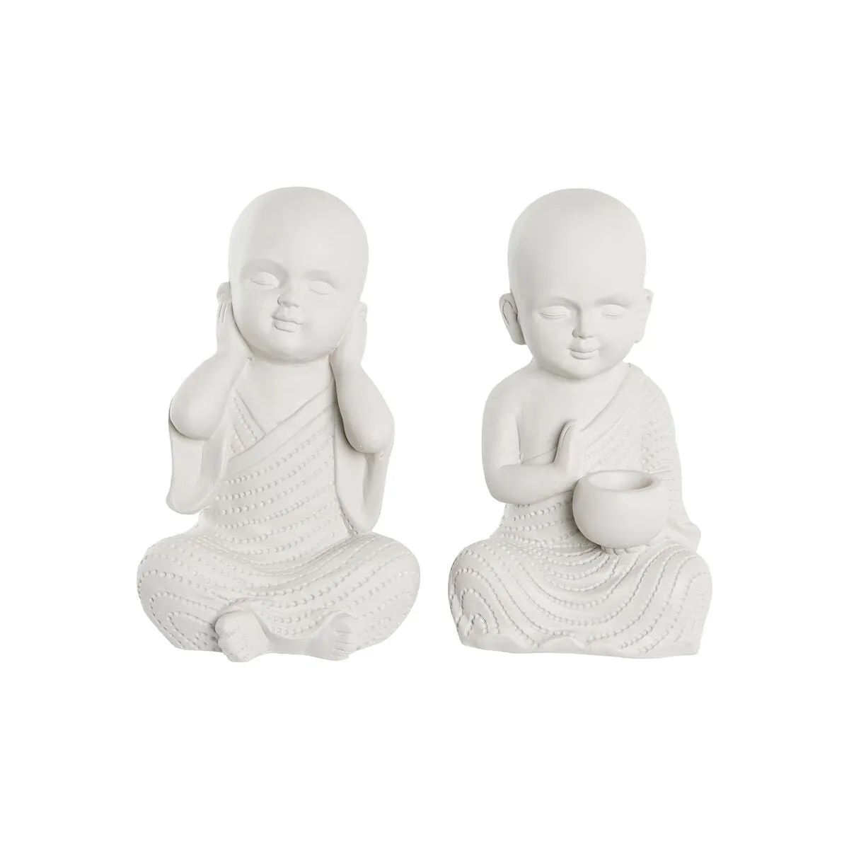 Decorative Figure Dkd Home Decor 25.5 x 19 x 39 Cm White Monk Oriental 2 Units