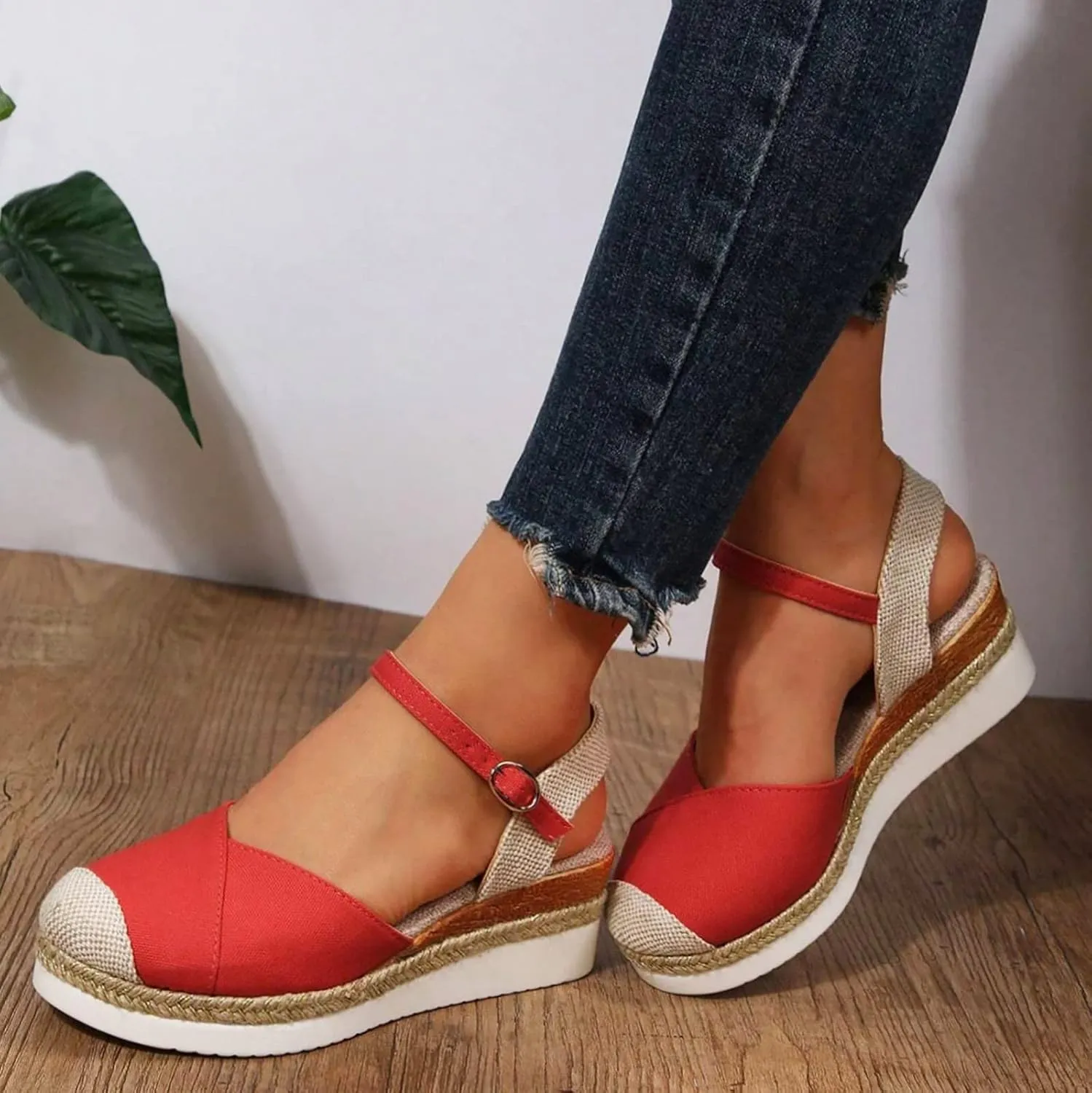 Eduavar Sandalias Para Mujer, Sandals Women Comfortable Close Toed Sandals Lace-up Flat Strap Sandals Shoes