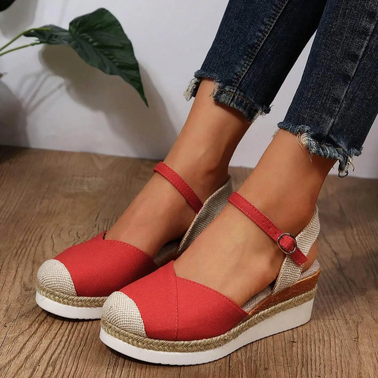Eduavar Sandalias Para Mujer, Sandals Women Comfortable Close Toed Sandals Lace-up Flat Strap Sandals Shoes