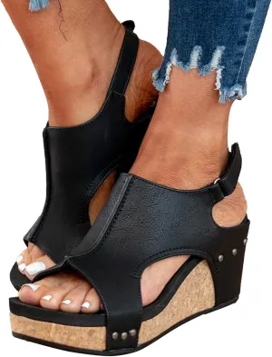 Eduavar Sandals Women Dressy Summer, Womens Sandals Fashion Sport Open Toe Sandals Shoes Casaul Wedge Platforms Sandals