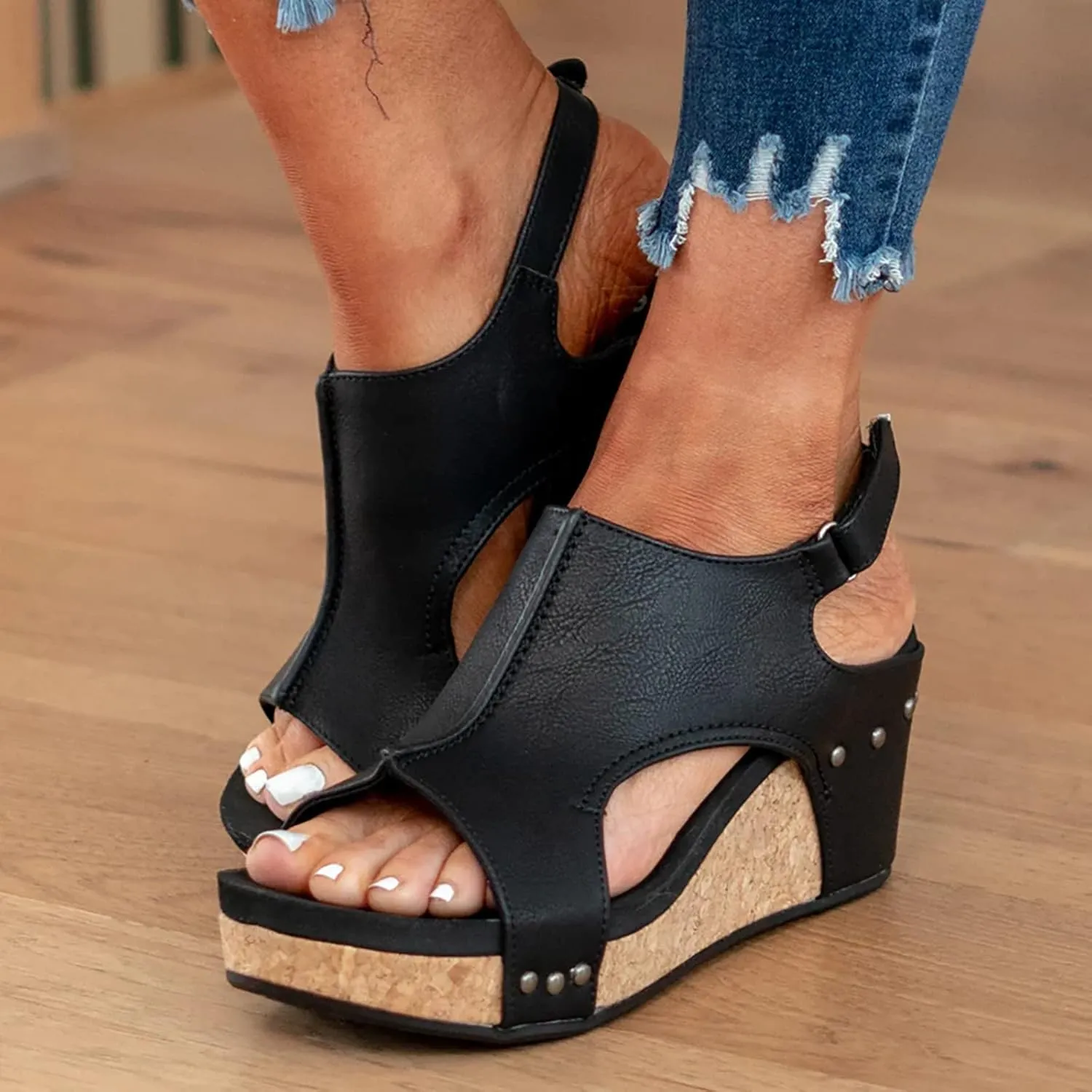 Eduavar Sandals Women Dressy Summer, Womens Sandals Fashion Sport Open Toe Sandals Shoes Casaul Wedge Platforms Sandals
