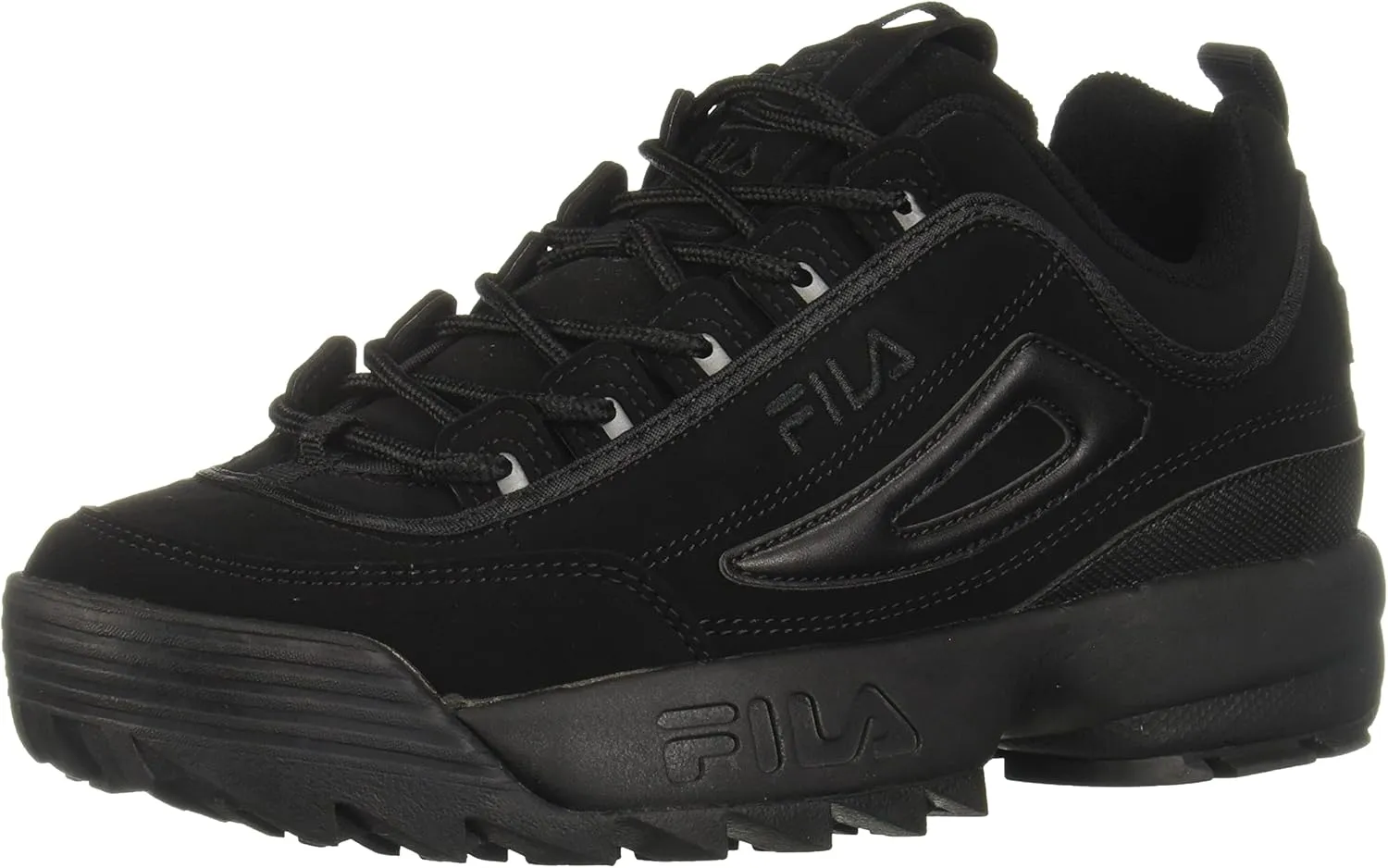 Fila Men's Strada Disruptor fashion sneakers, Black/Black/Black, 9.5 US