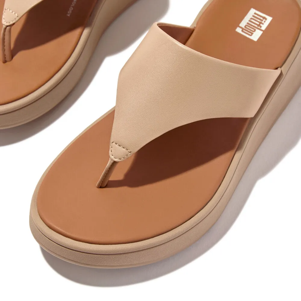 FitFlop F-Mode Leather Flatform  Toe Post Latte Beige