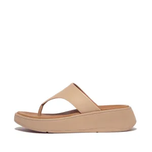 FitFlop F-Mode Leather Flatform  Toe Post Latte Beige