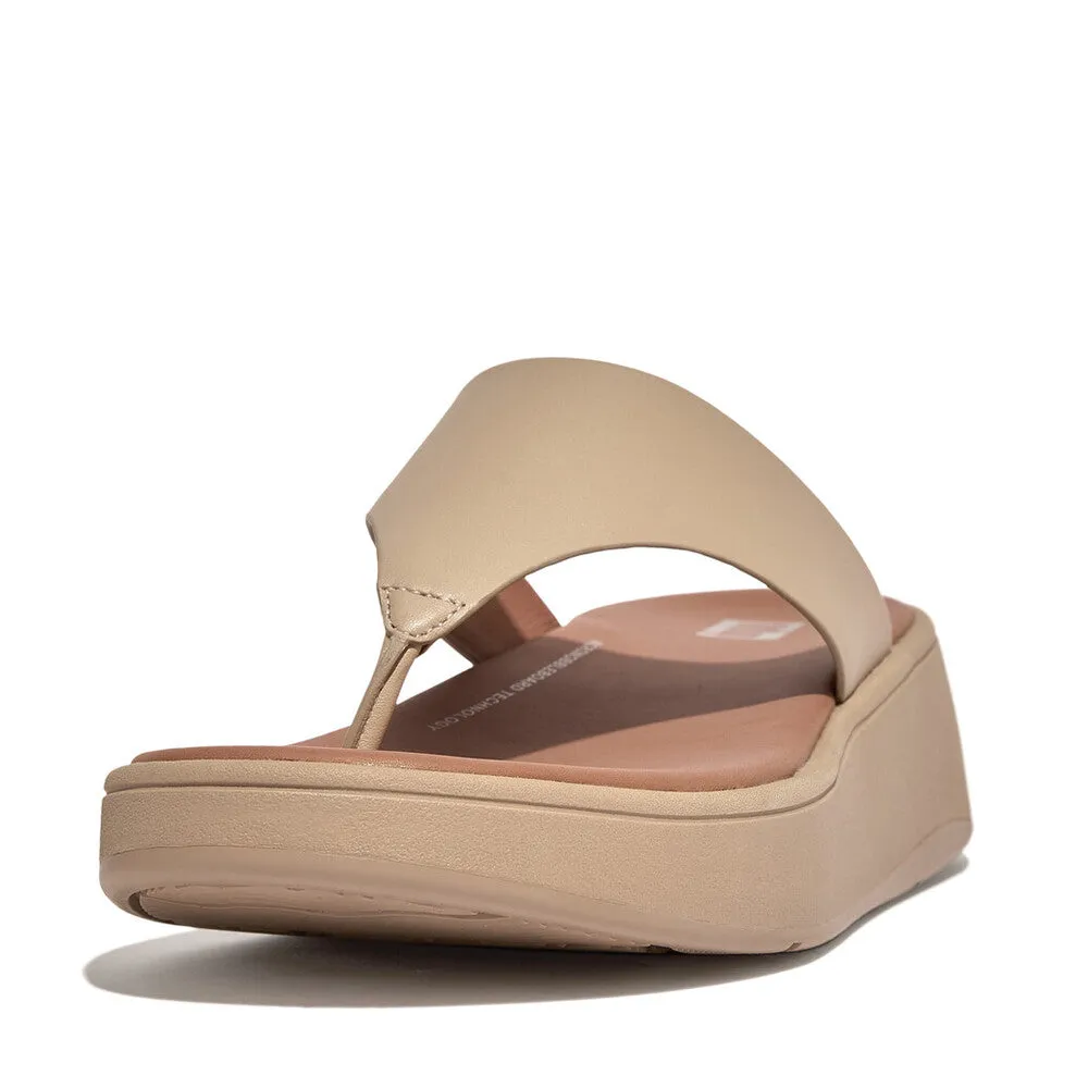 FitFlop F-Mode Leather Flatform  Toe Post Latte Beige