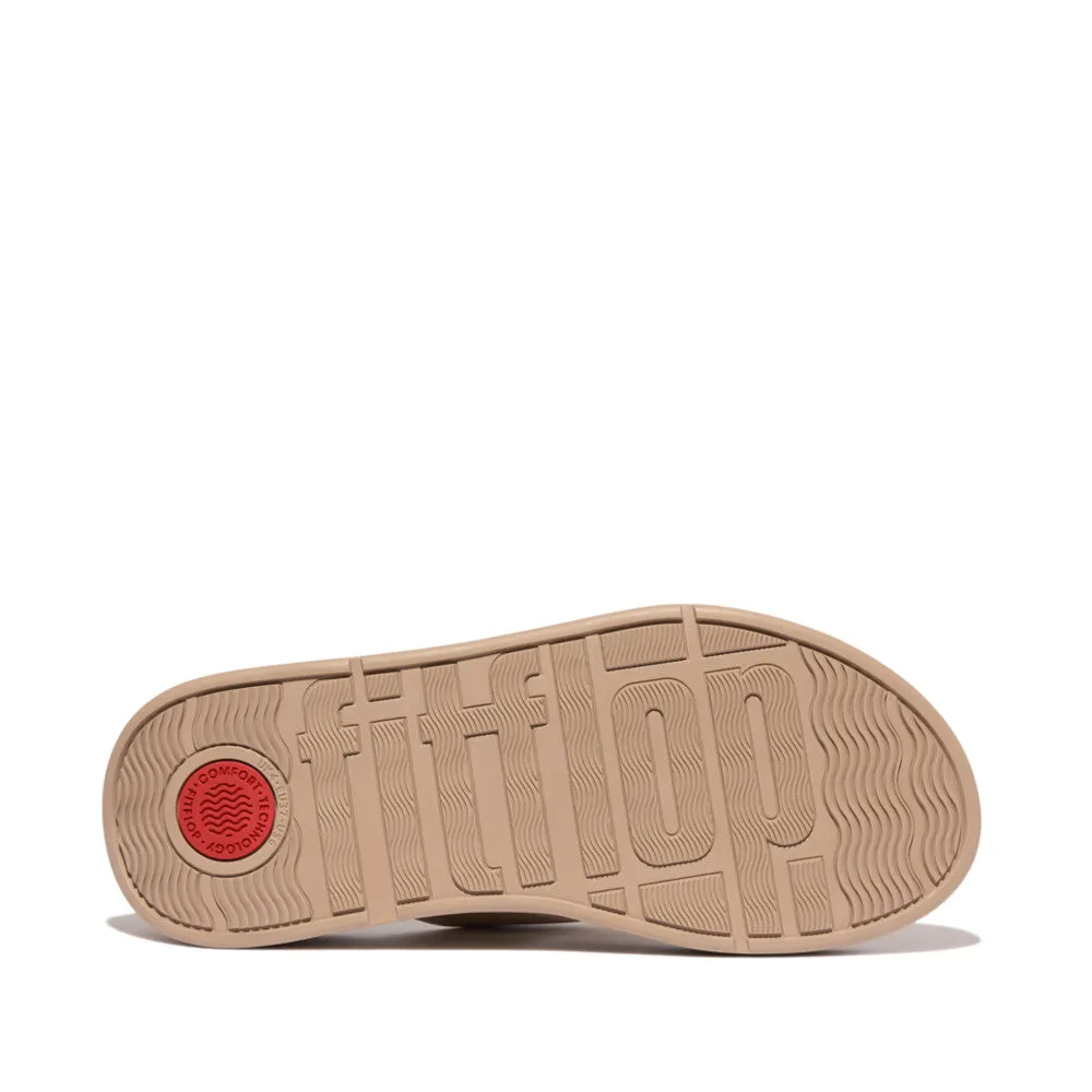 FitFlop F-Mode Leather Flatform  Toe Post Latte Beige