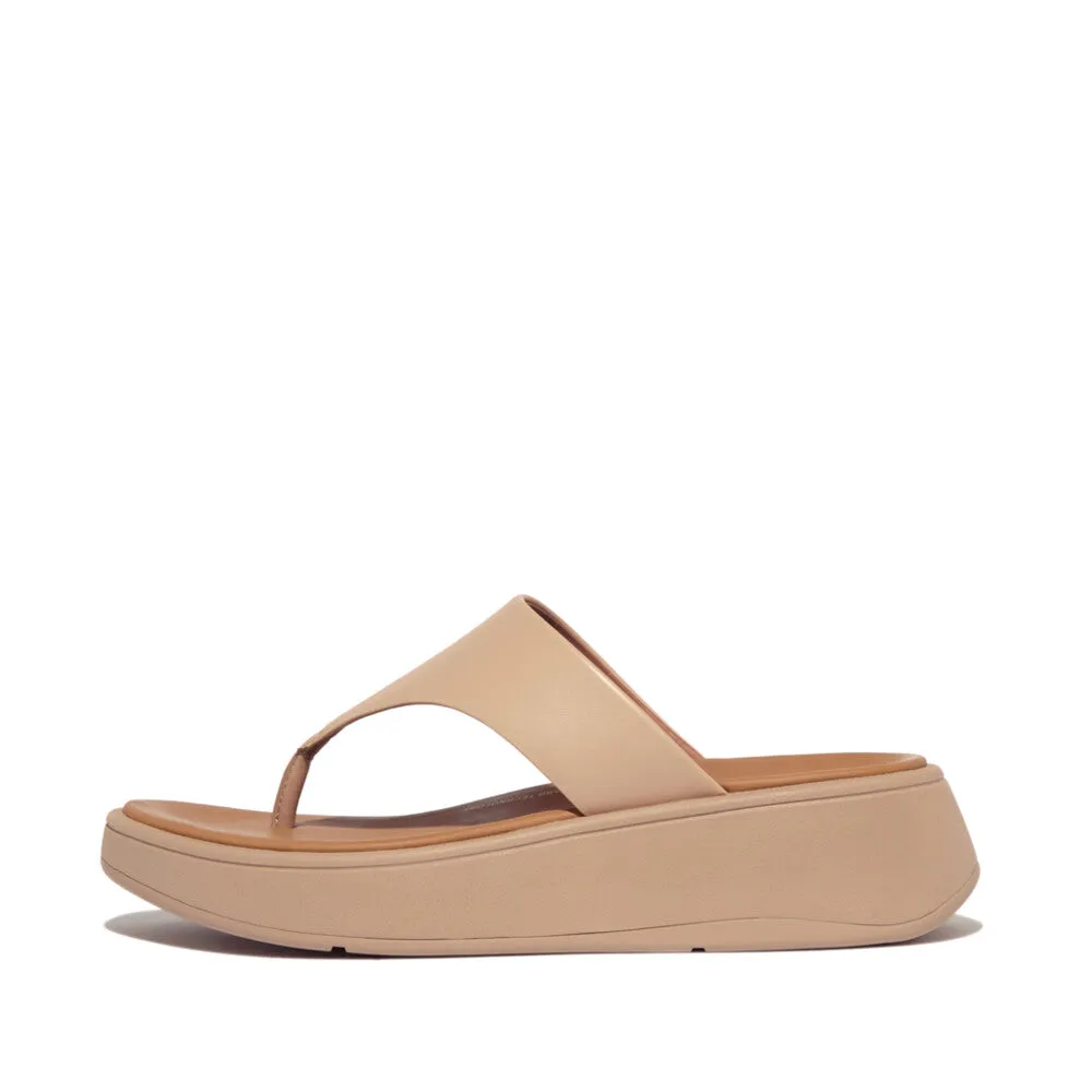 FitFlop F-Mode Leather Flatform  Toe Post Latte Beige