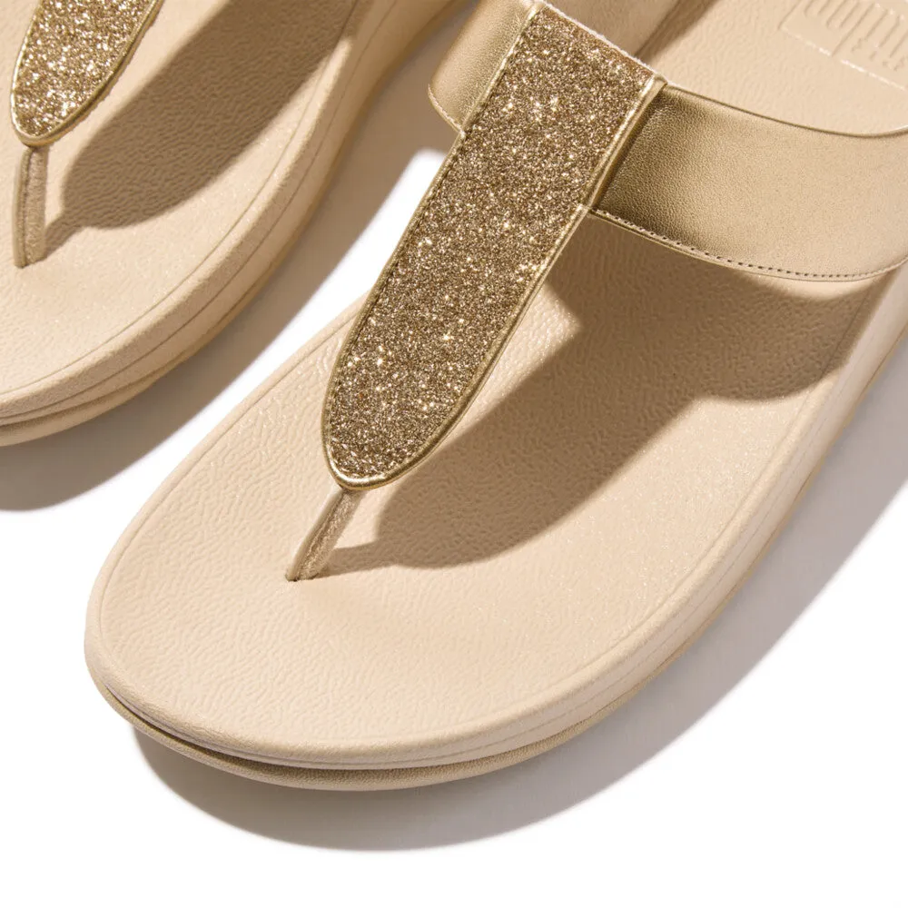 Fitflop Fino Glitterdust Metallic Toe-Post Sandals Platino