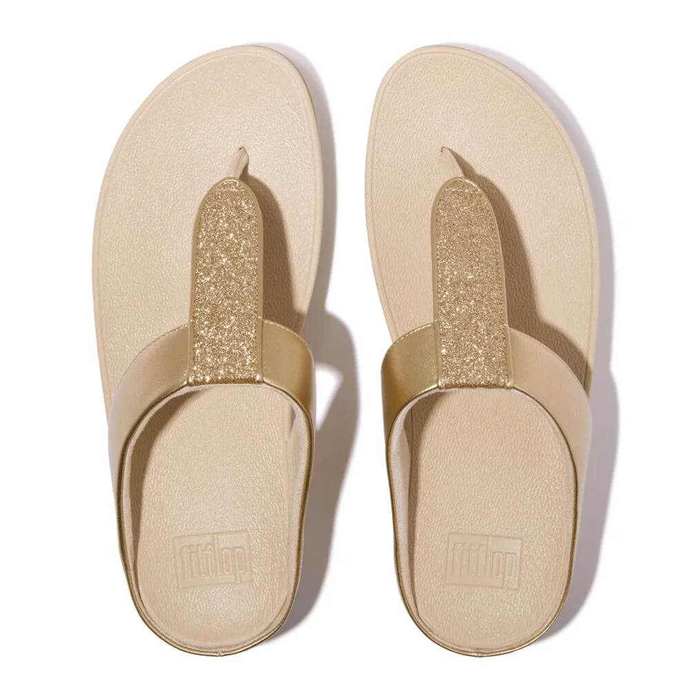 Fitflop Fino Glitterdust Metallic Toe-Post Sandals Platino
