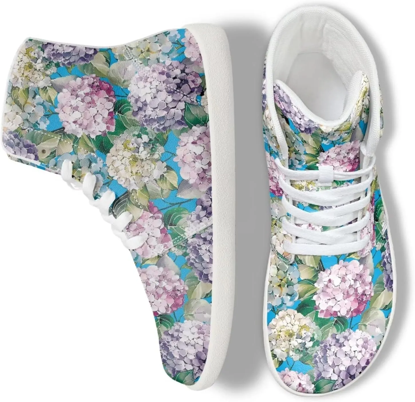 Floral Print Barefoot Sneakers for Women High Top PU Footwear Width Toe Anti-Skid Running Cross Training Shoes