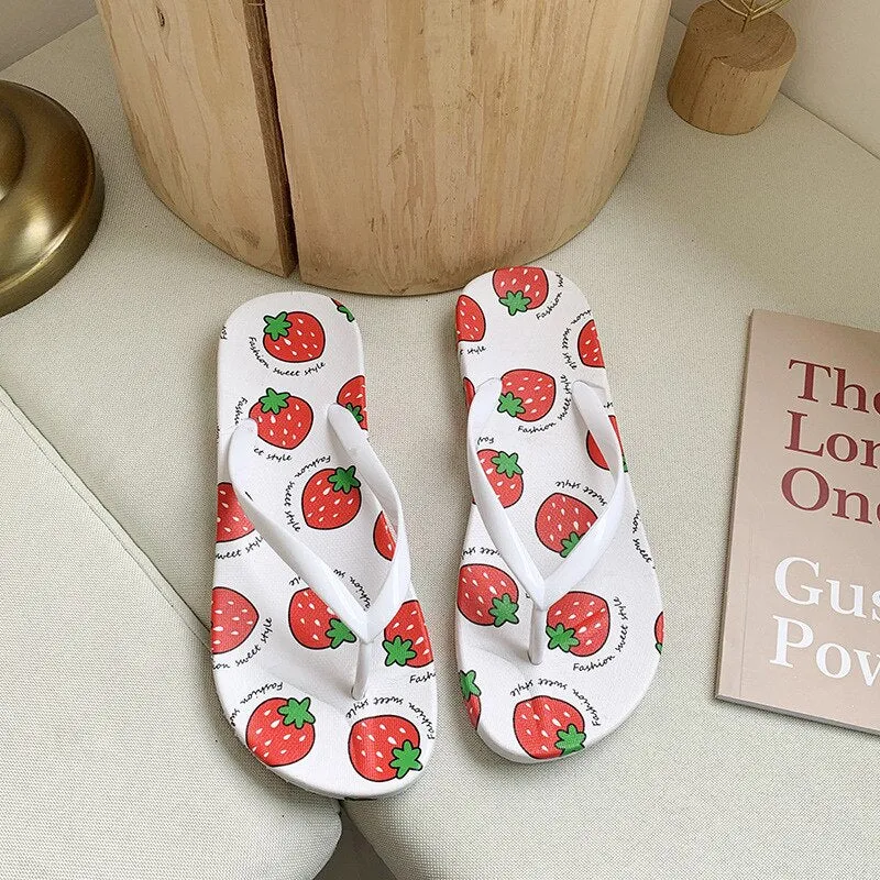 Fruit Print Design Most Comfortable Flip Flops