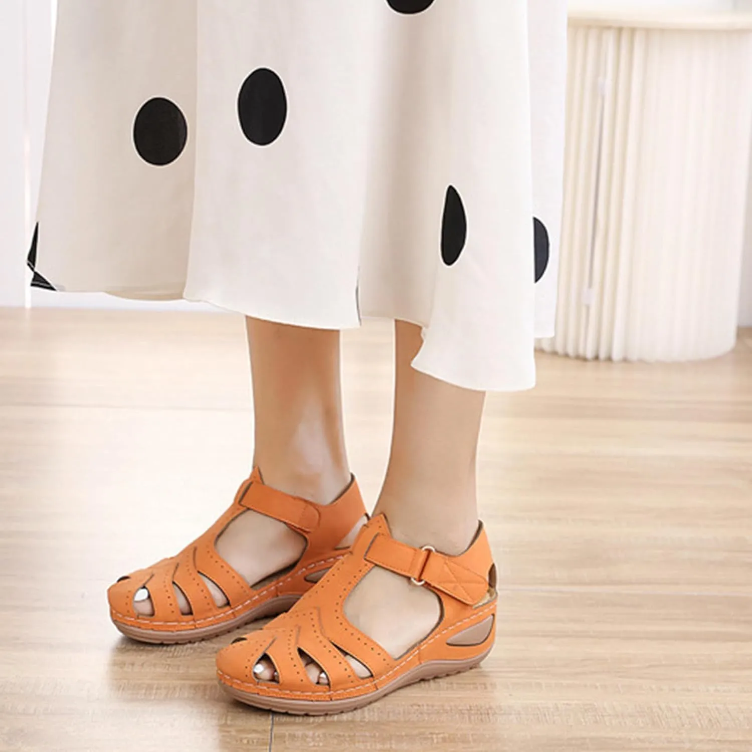 Gladiator Sandals for Women Dressy Summer Beach Bohemia Ankle Strap Causal Comfortable Closed Toe Wedge Shoes Comfortable Slip On Platform Sandals