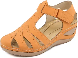 Gladiator Sandals for Women Dressy Summer Beach Bohemia Ankle Strap Causal Comfortable Closed Toe Wedge Shoes Comfortable Slip On Platform Sandals