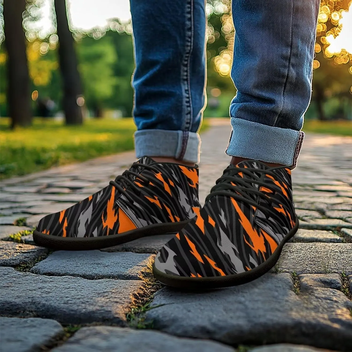 Howilath Zebra Print Barefoot Shoes Men Waterproof Running Cross Training Shoe with Zero Drop Sole Low Zero Drop Sneaker